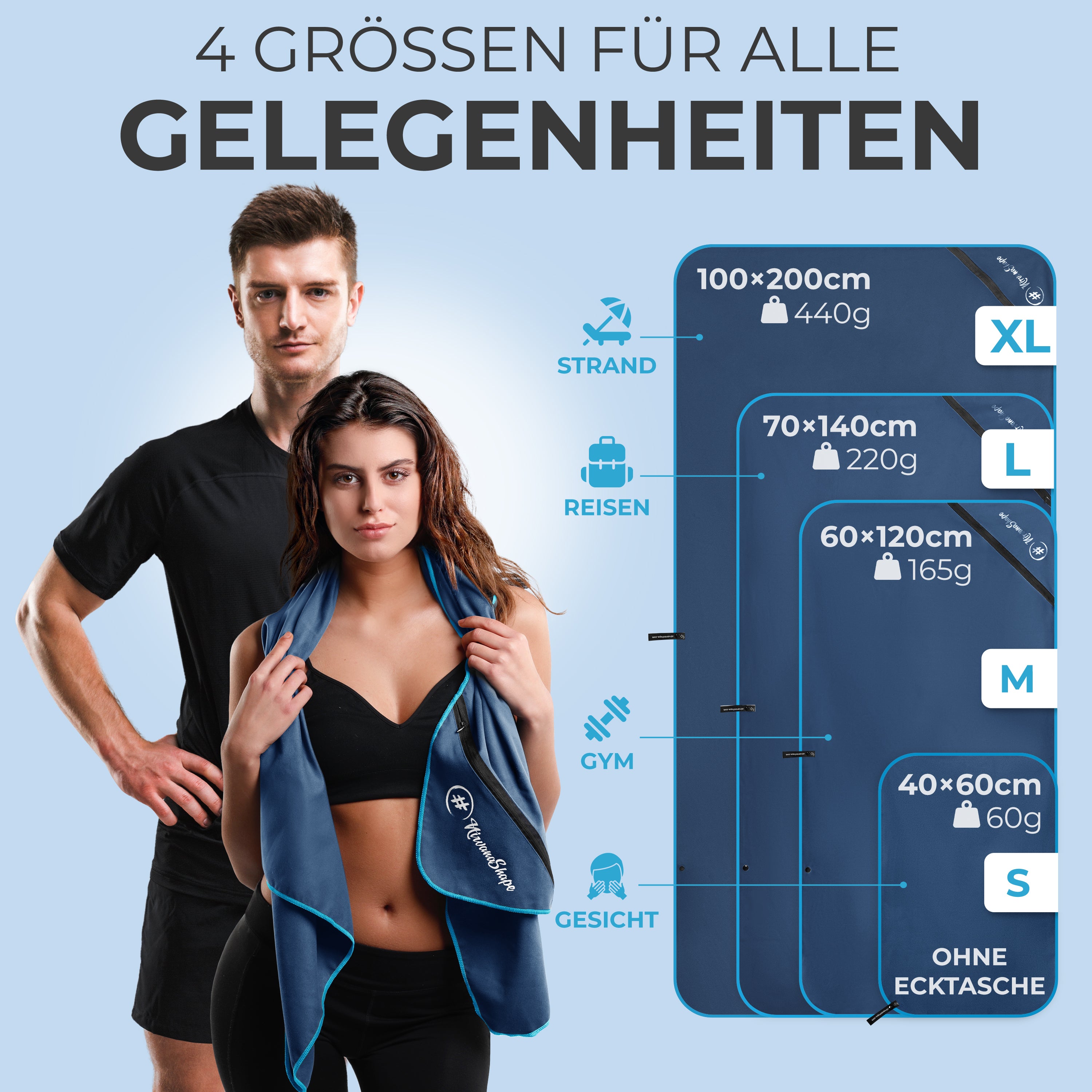 Ultraleichte und schnelltrocknende Mikrofaser Handtücher