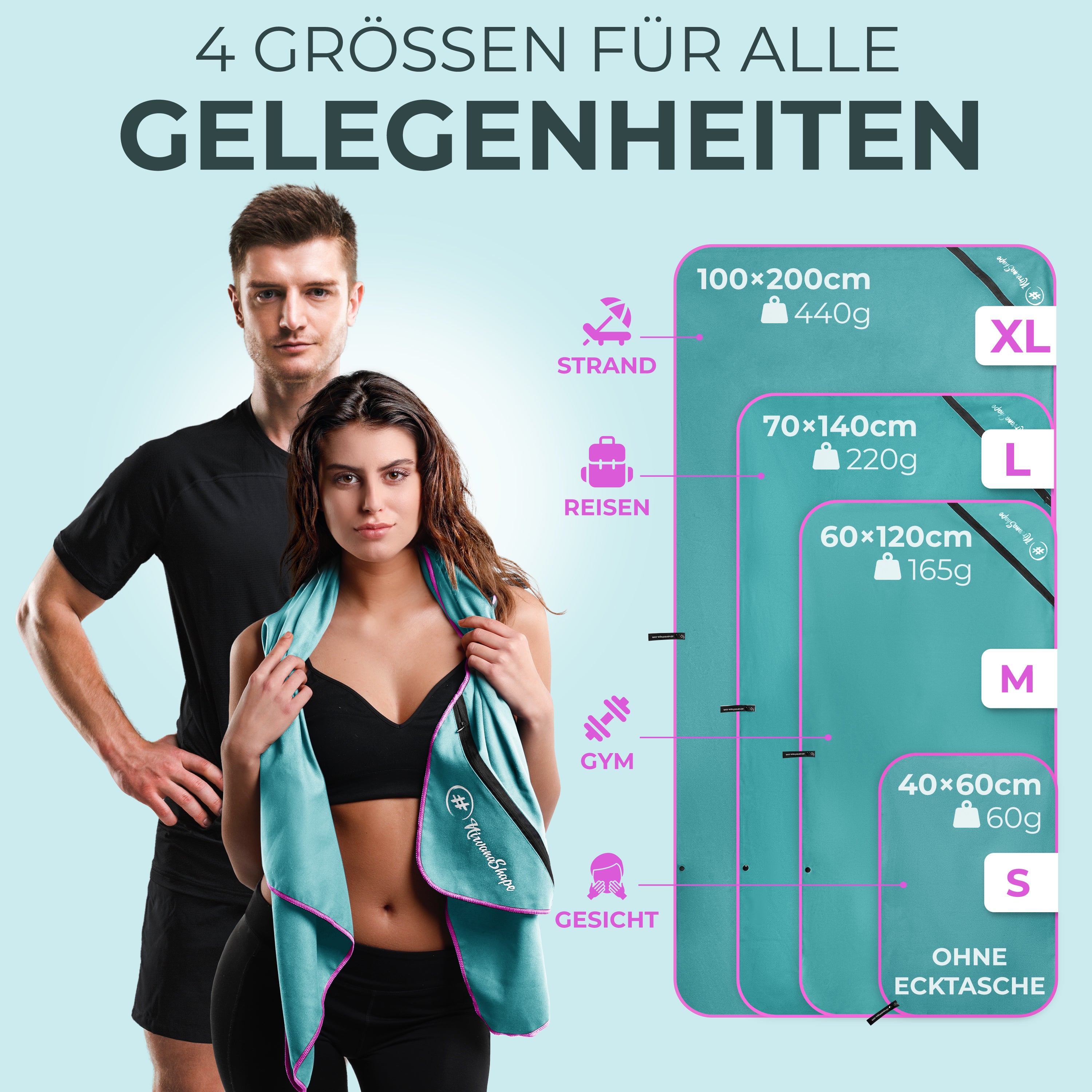 Ultraleichte und schnelltrocknende Mikrofaser Handtücher