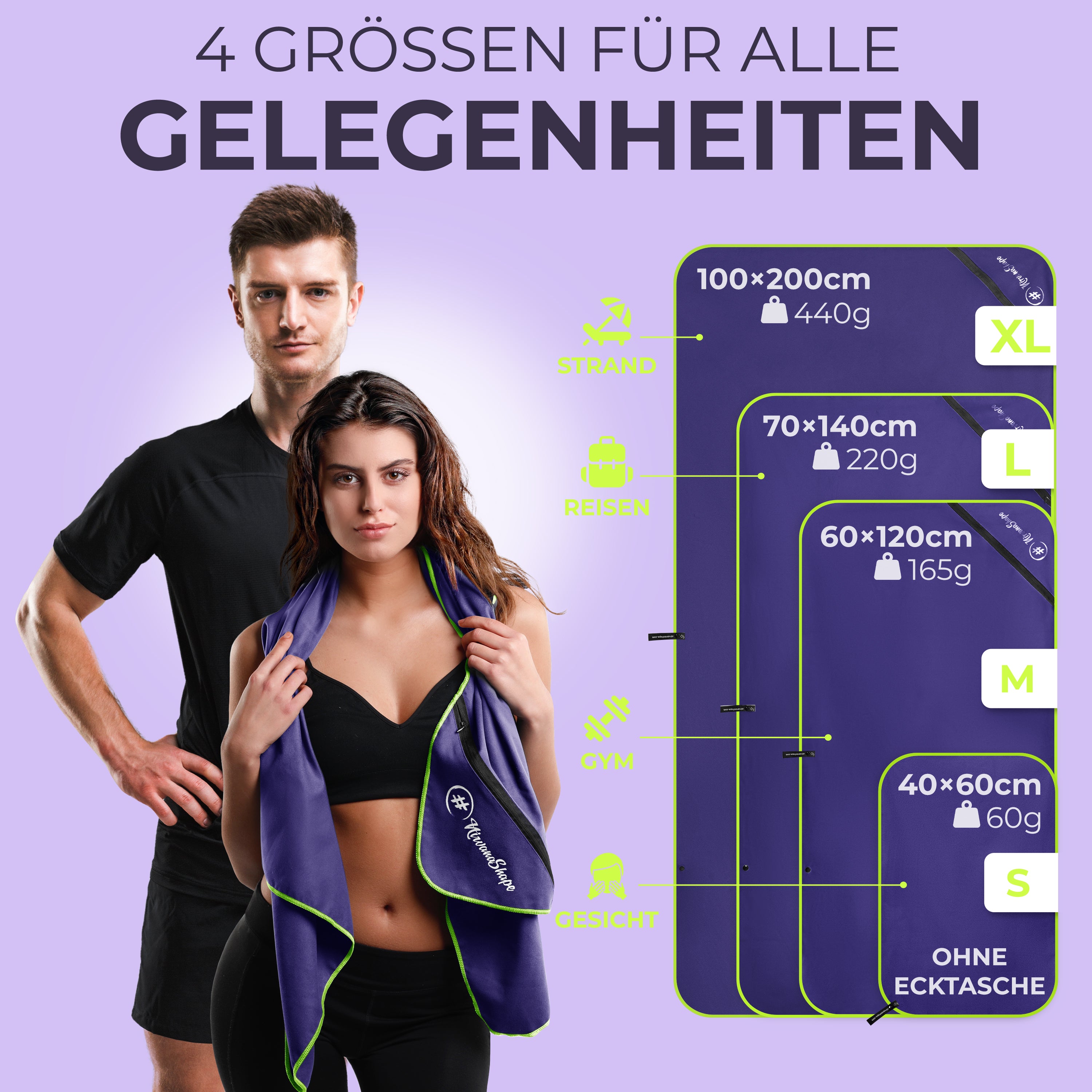 Ultraleichte und schnelltrocknende Mikrofaser Handtücher