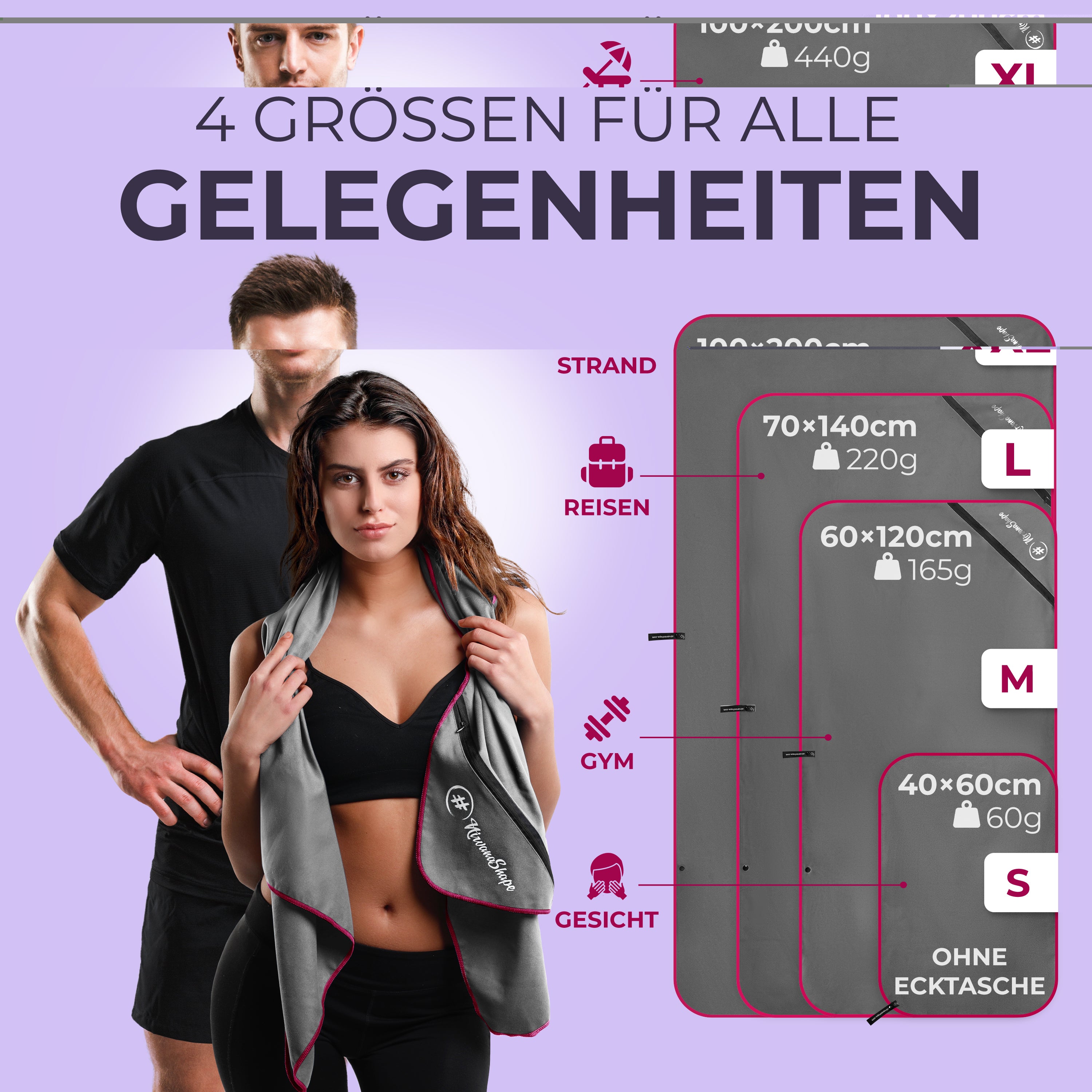 Ultraleichte und schnelltrocknende Mikrofaser Handtücher