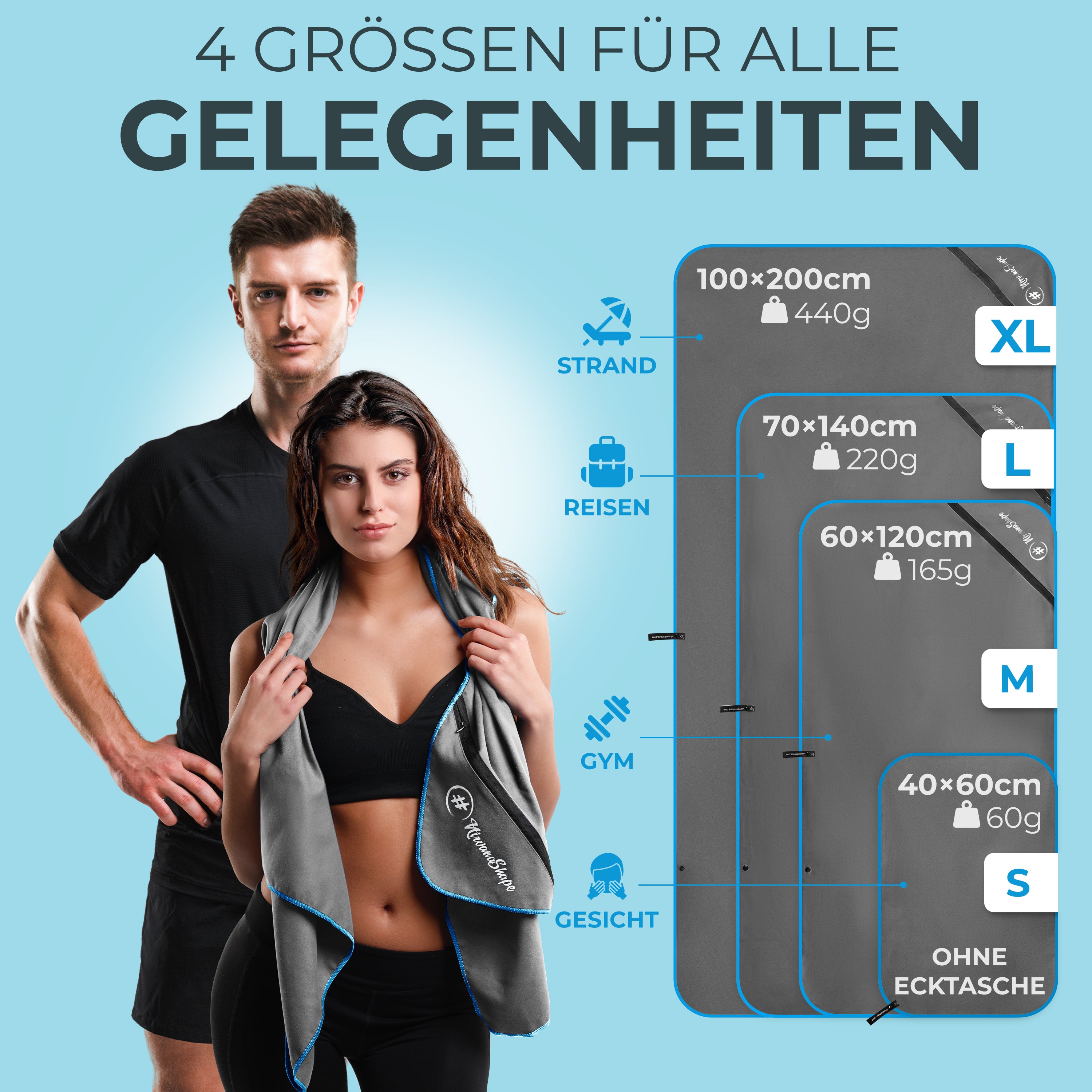 Ultraleichte und schnelltrocknende Mikrofaser Handtücher