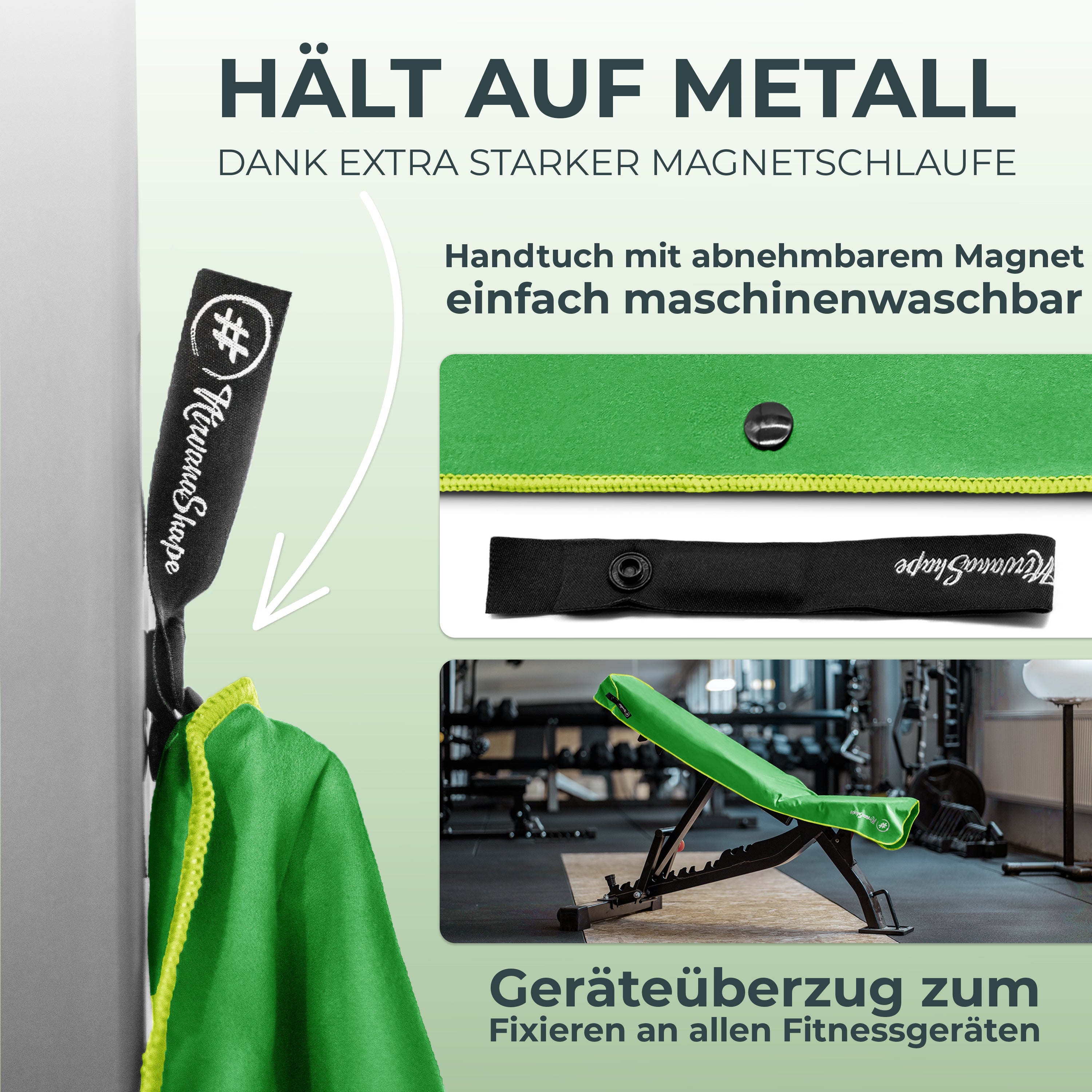 Ultrakompaktes Fitnessstudio Handtuch mit starkem Magnet-Clip