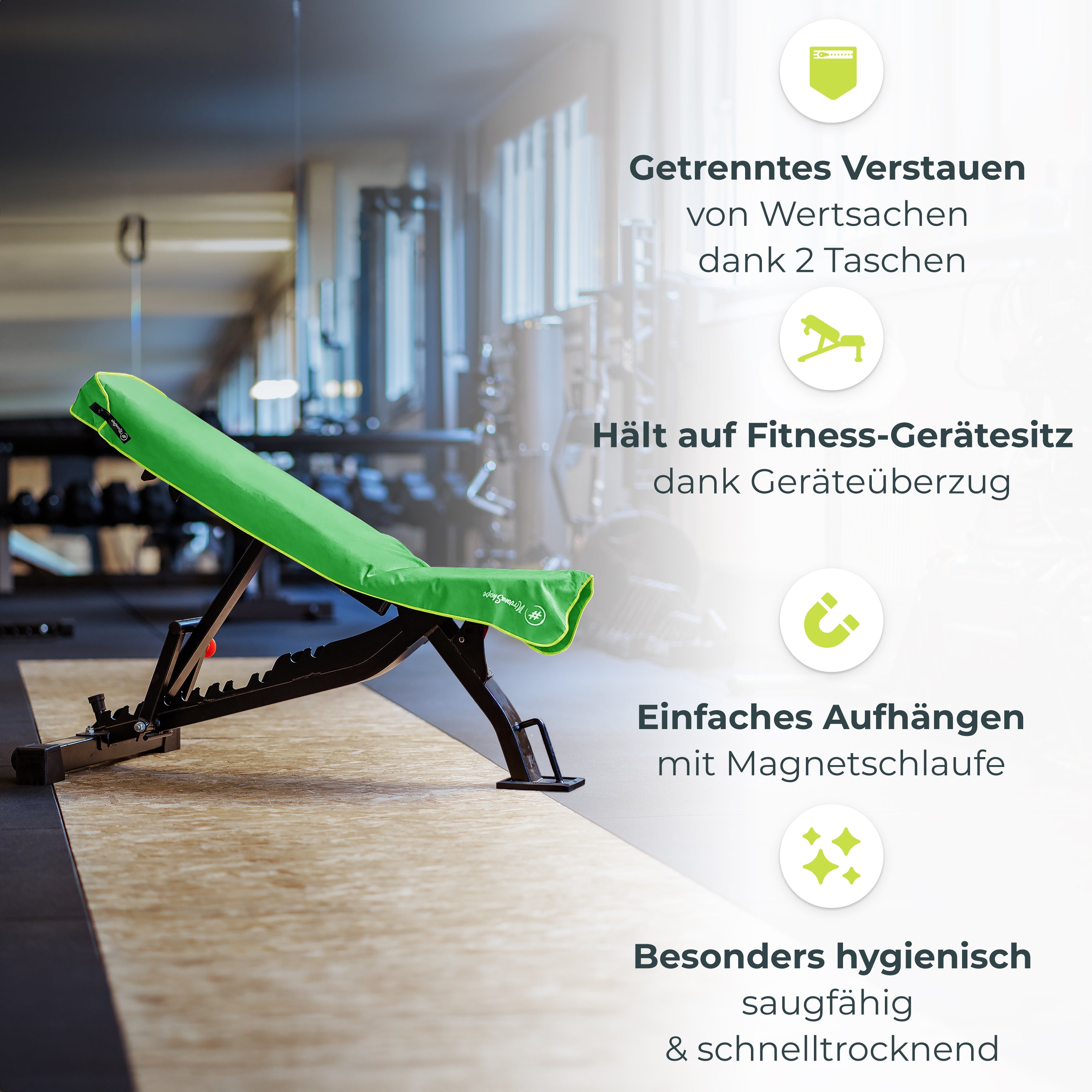 Ultrakompaktes Fitnessstudio Handtuch mit starkem Magnet-Clip