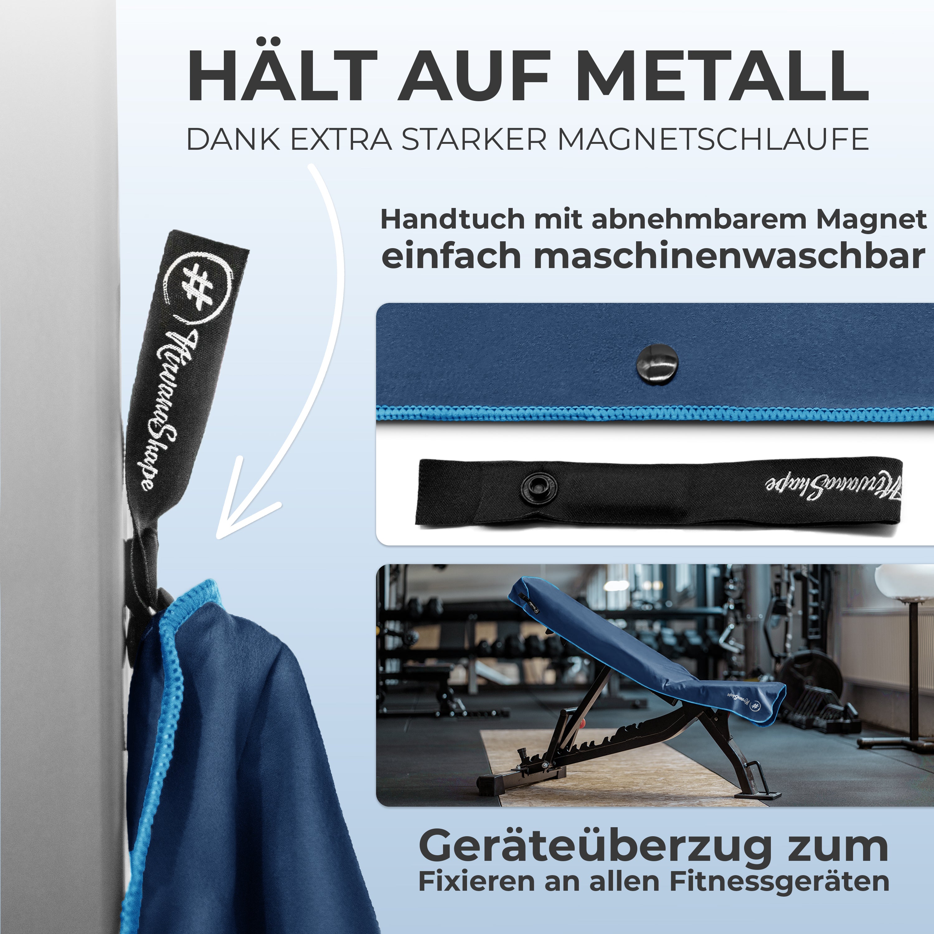 Ultrakompaktes Fitnessstudio Handtuch mit starkem Magnet-Clip