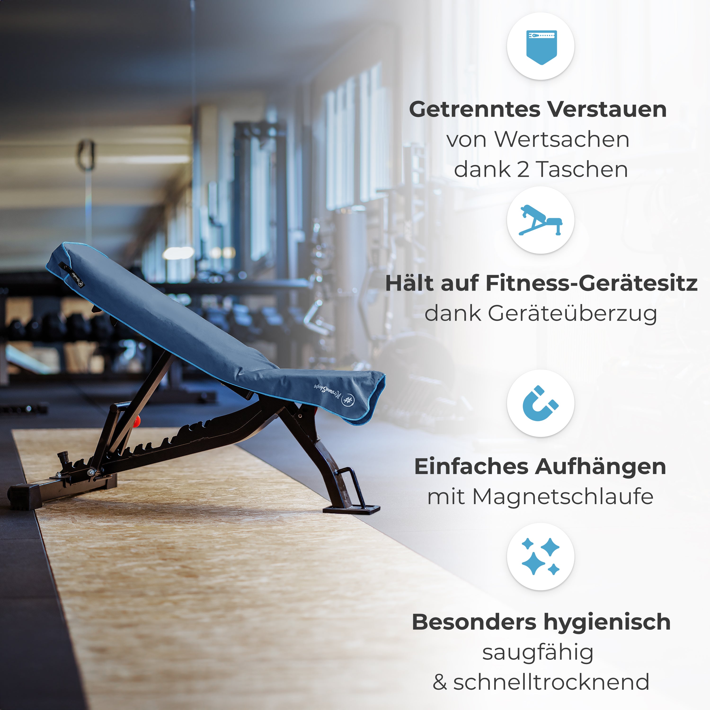 Ultrakompaktes Fitnessstudio Handtuch mit starkem Magnet-Clip