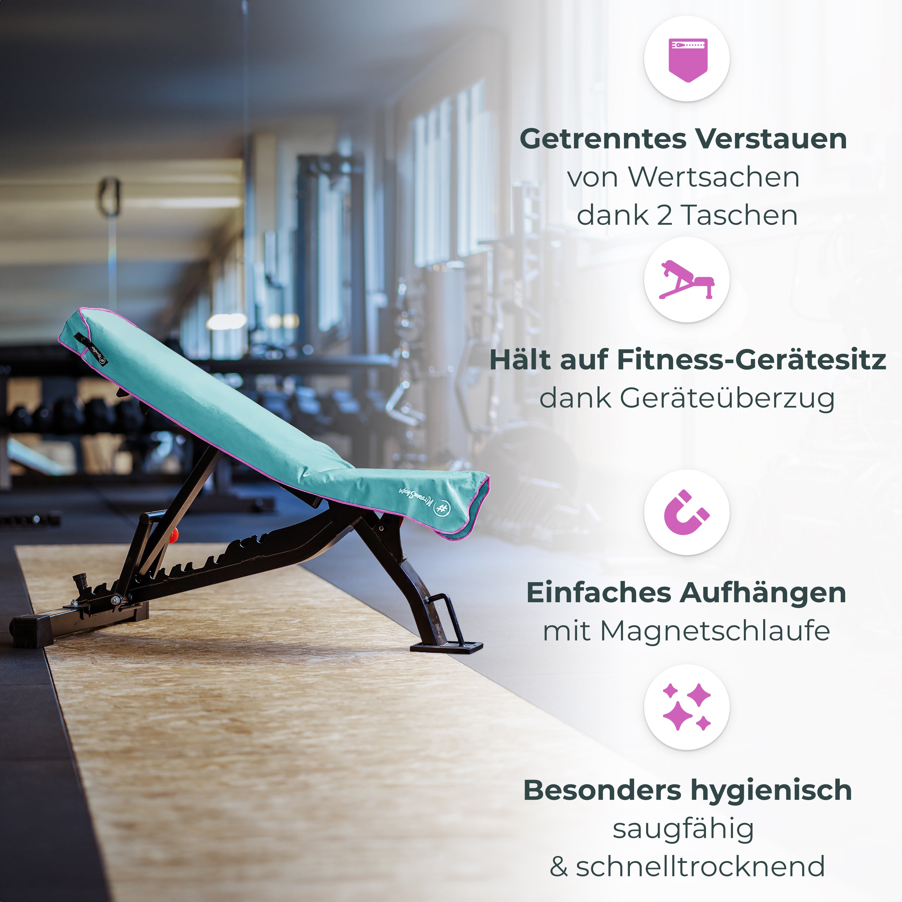 Ultrakompaktes Fitnessstudio Handtuch mit starkem Magnet-Clip
