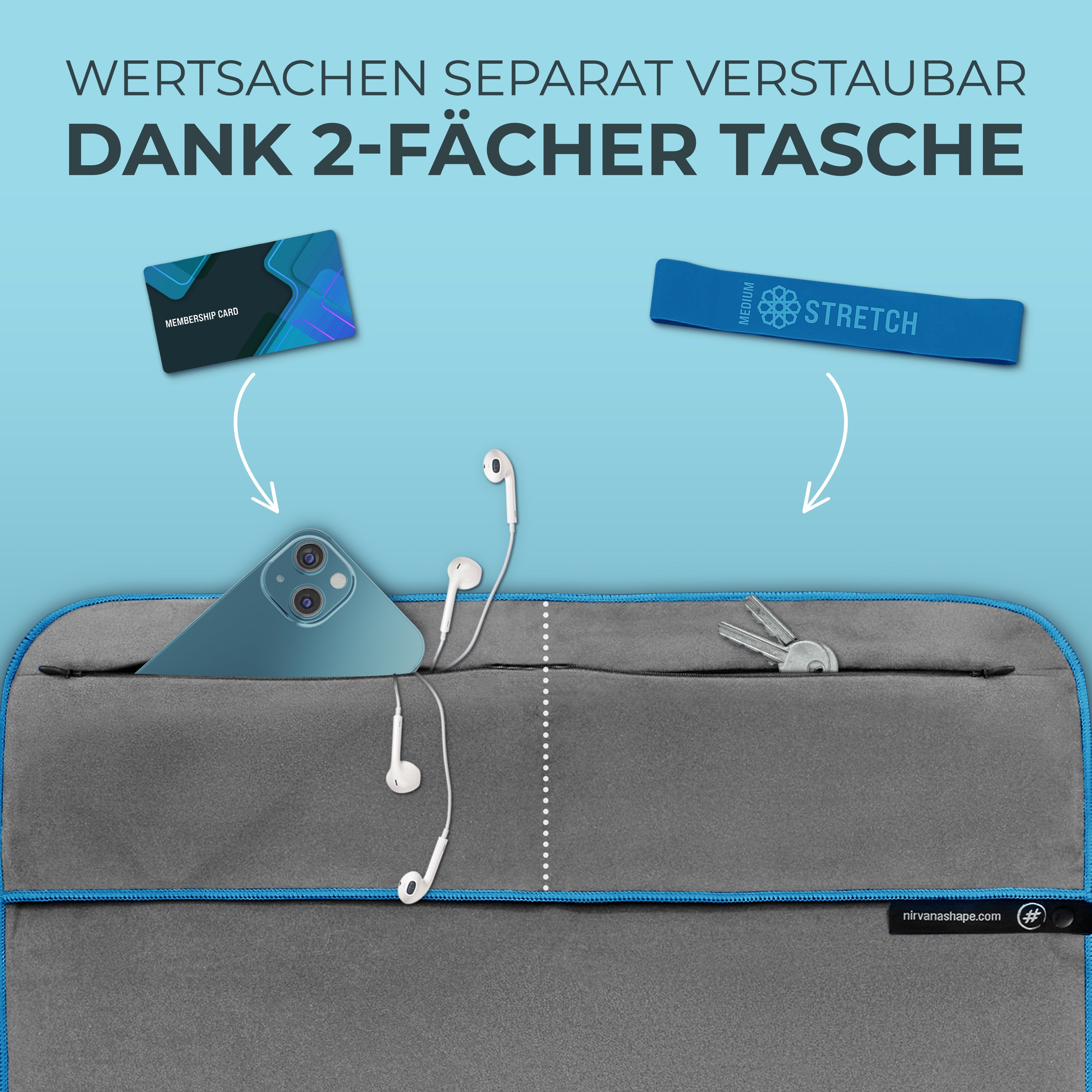 Ultrakompaktes Fitnessstudio Handtuch mit starkem Magnet-Clip