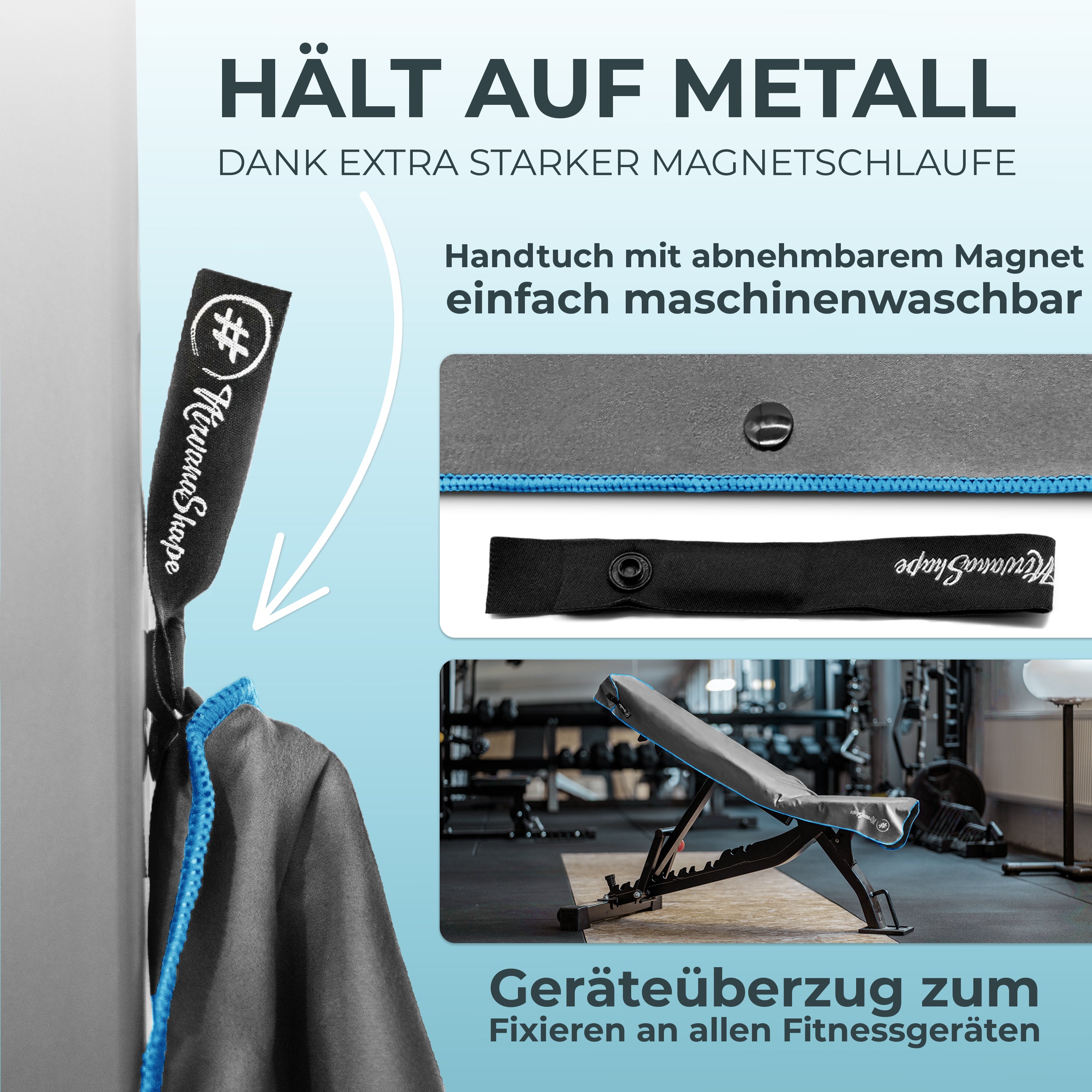 Ultrakompaktes Fitnessstudio Handtuch mit starkem Magnet-Clip