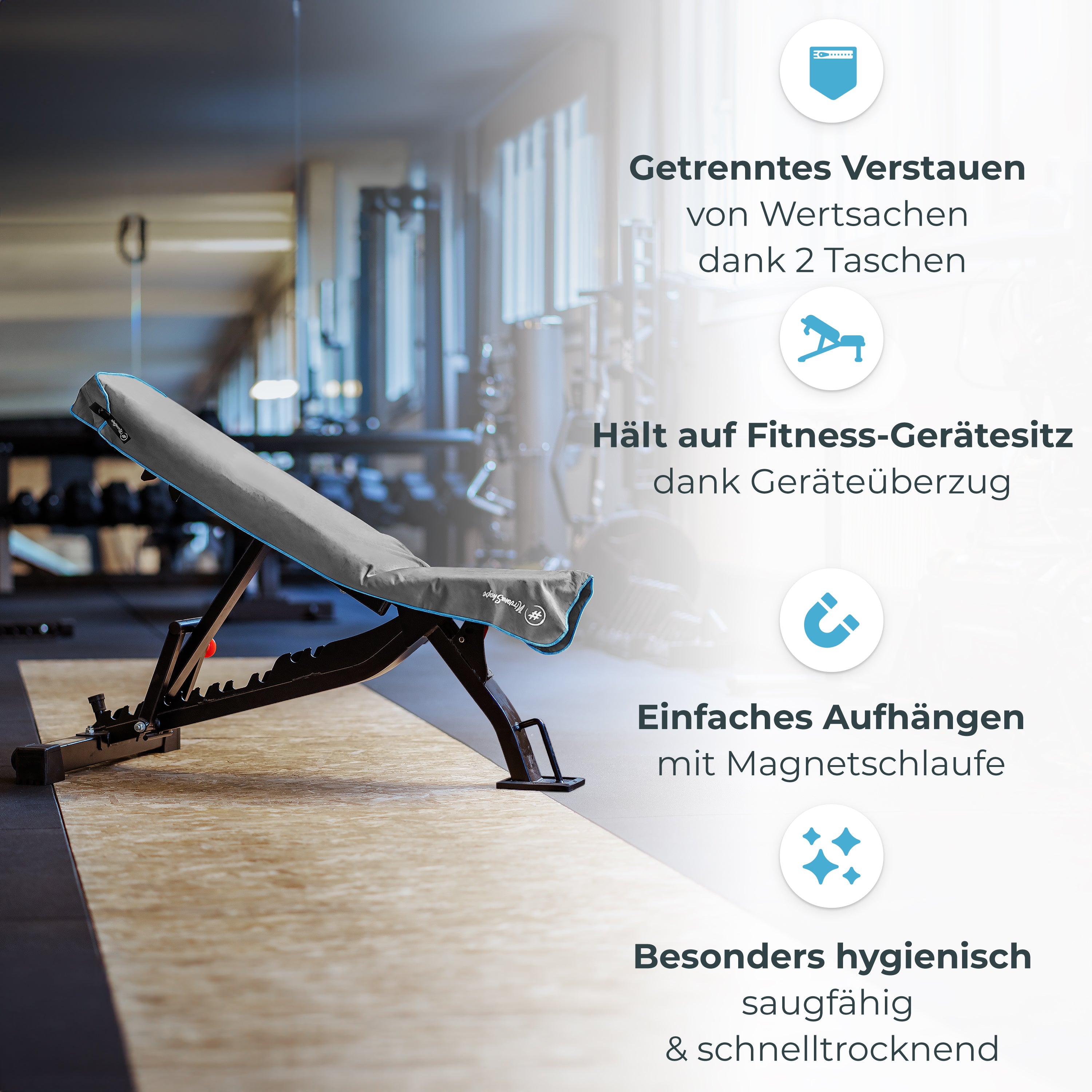 Ultrakompaktes Fitnessstudio Handtuch mit starkem Magnet-Clip