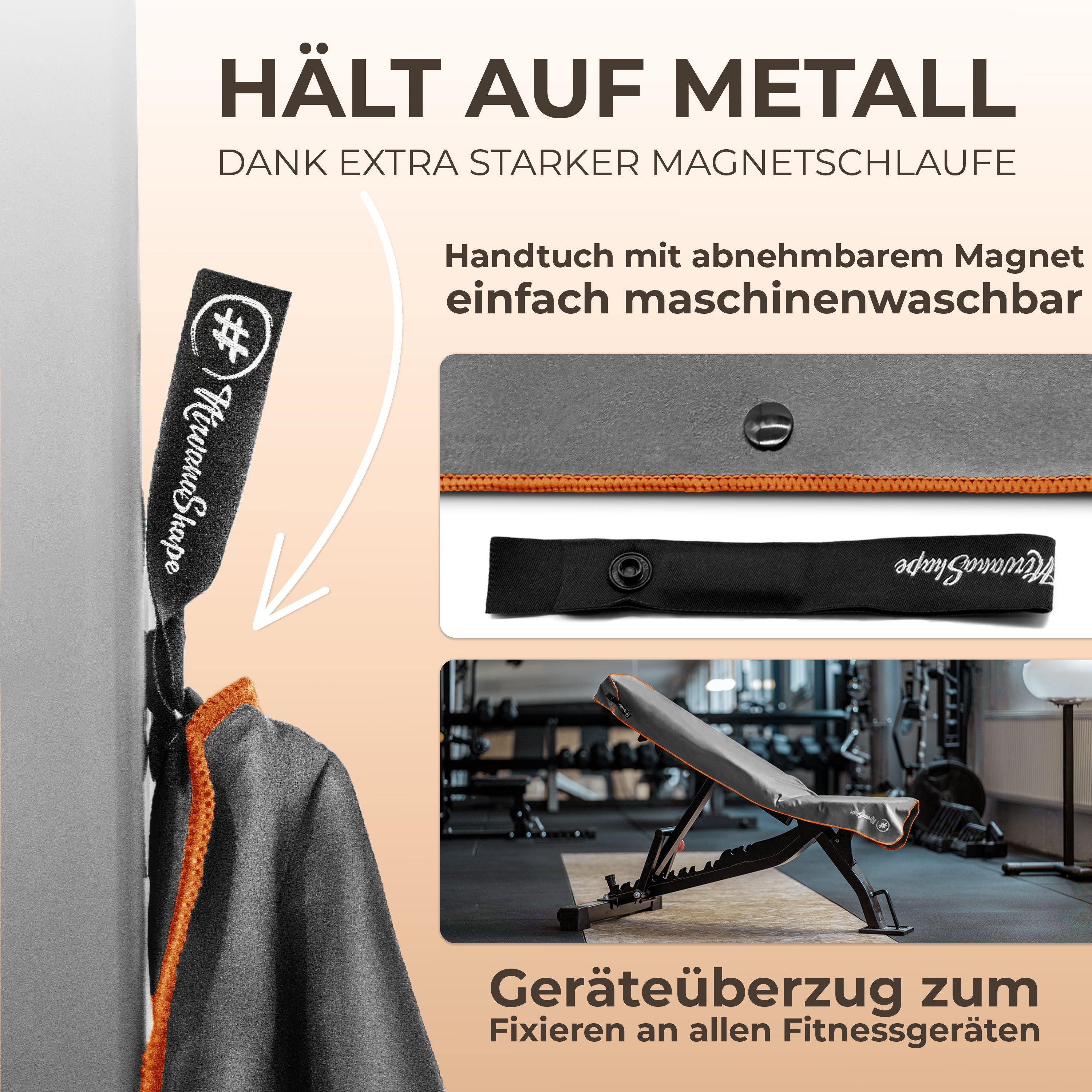 Ultrakompaktes Fitnessstudio Handtuch mit starkem Magnet-Clip