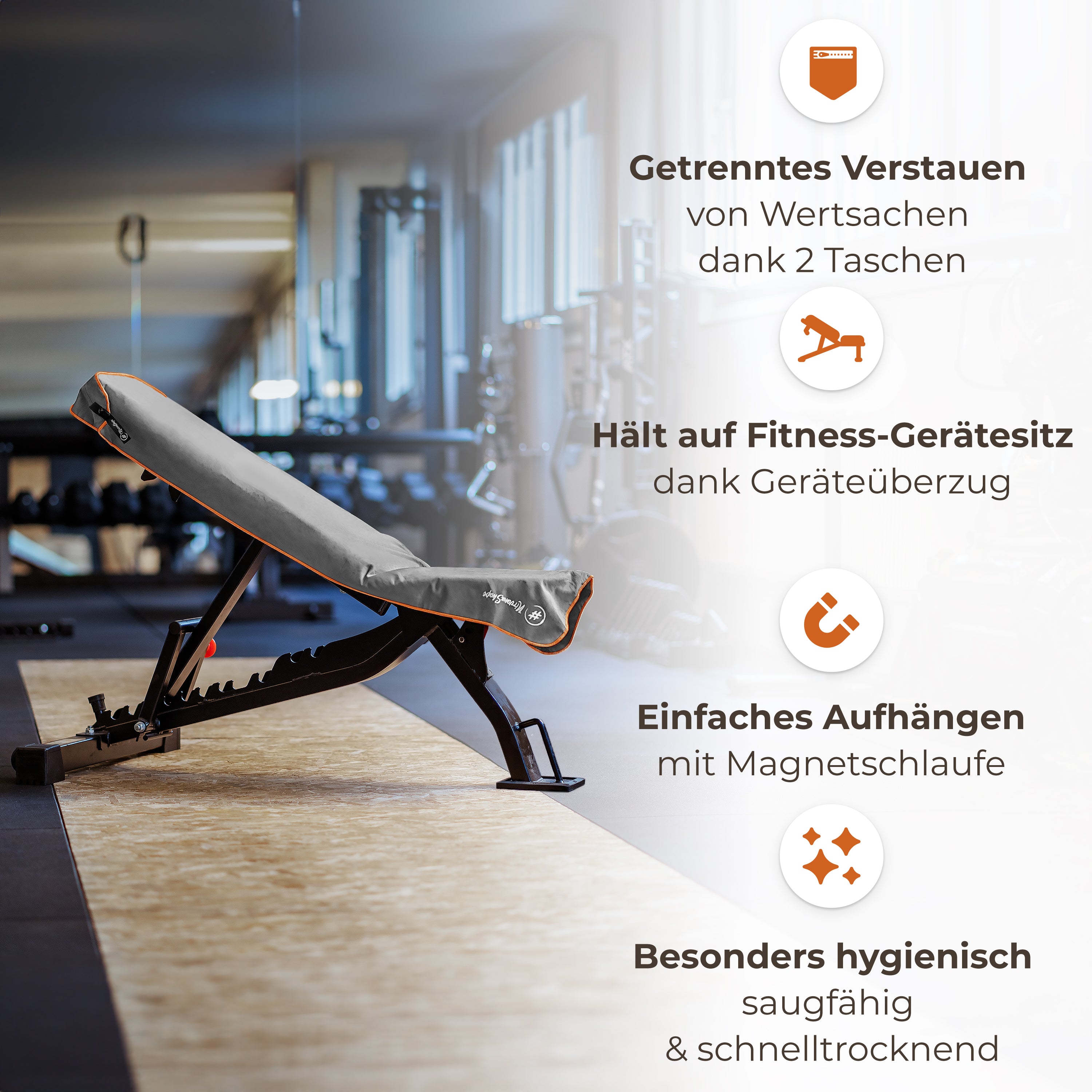 Ultrakompaktes Fitnessstudio Handtuch mit starkem Magnet-Clip