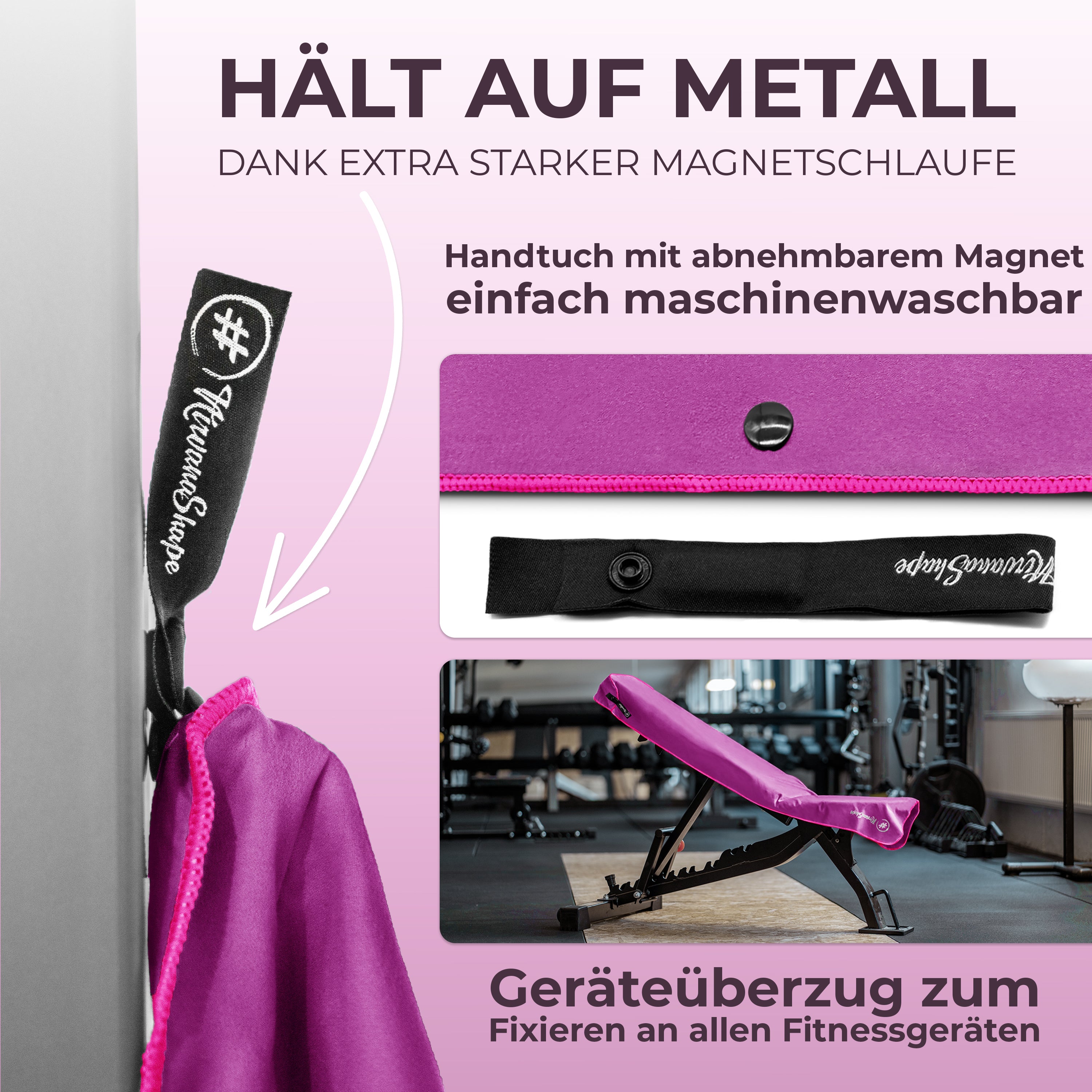Ultrakompaktes Fitnessstudio Handtuch mit starkem Magnet-Clip
