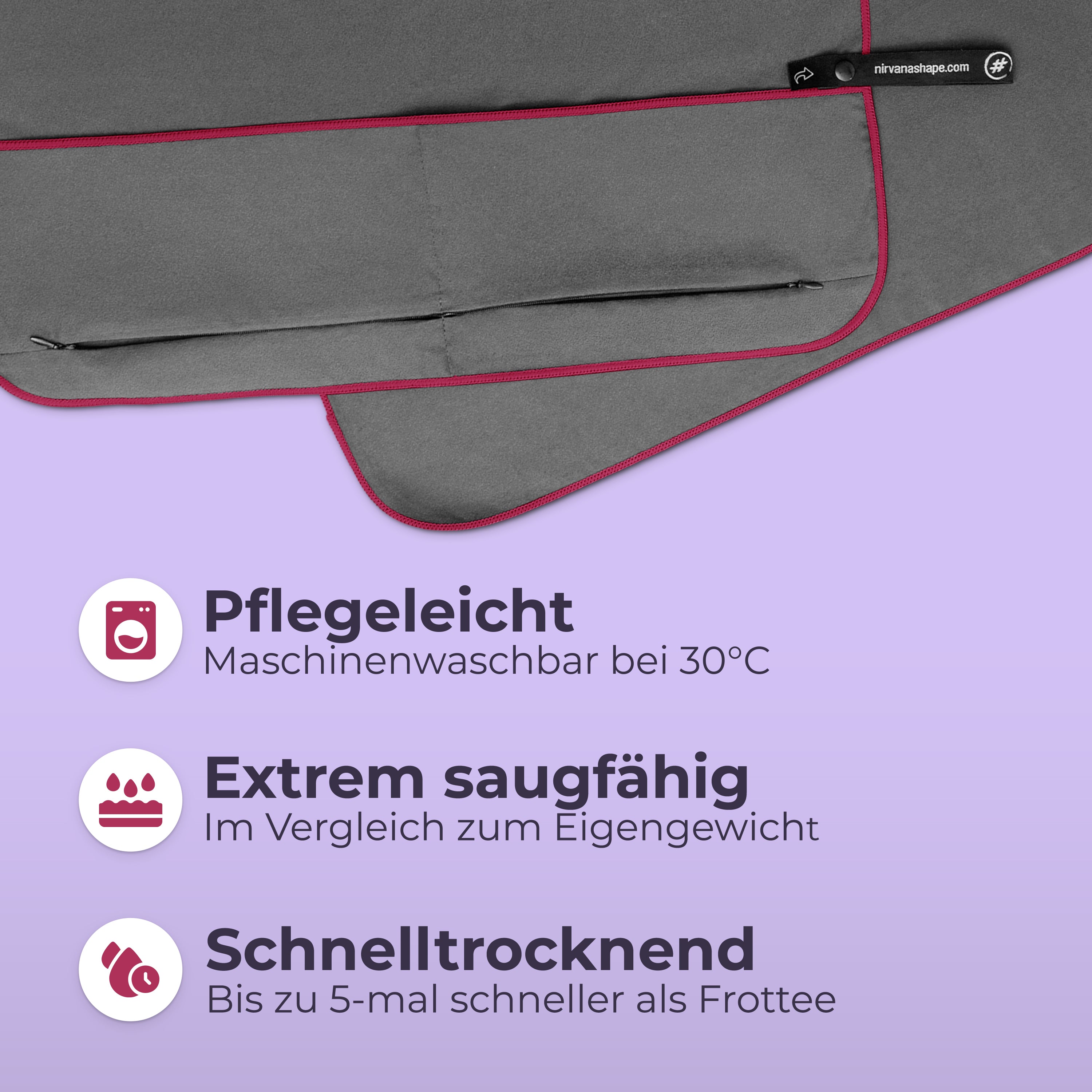 Ultrakompaktes Fitnessstudio Handtuch mit starkem Magnet-Clip