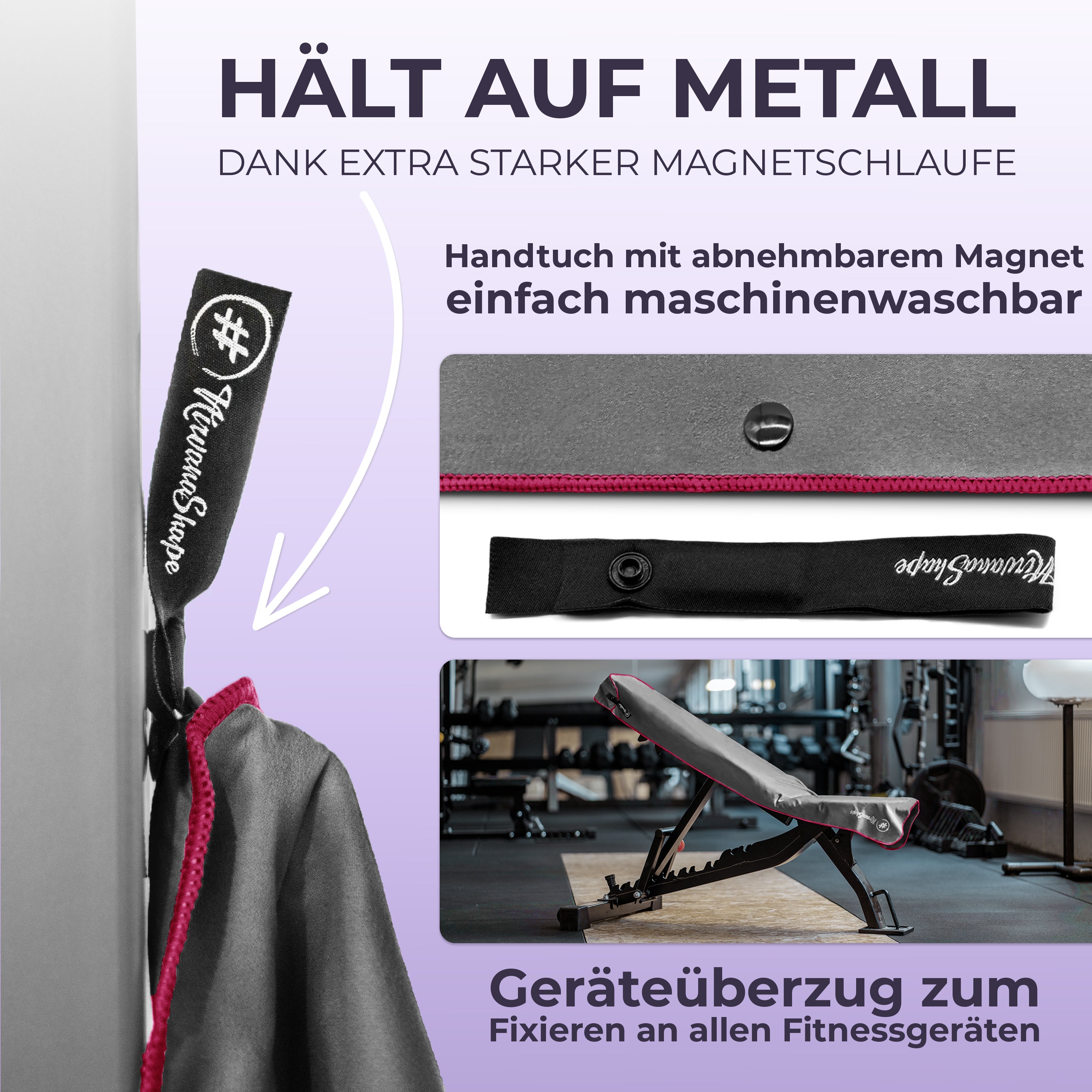 Ultrakompaktes Fitnessstudio Handtuch mit starkem Magnet-Clip