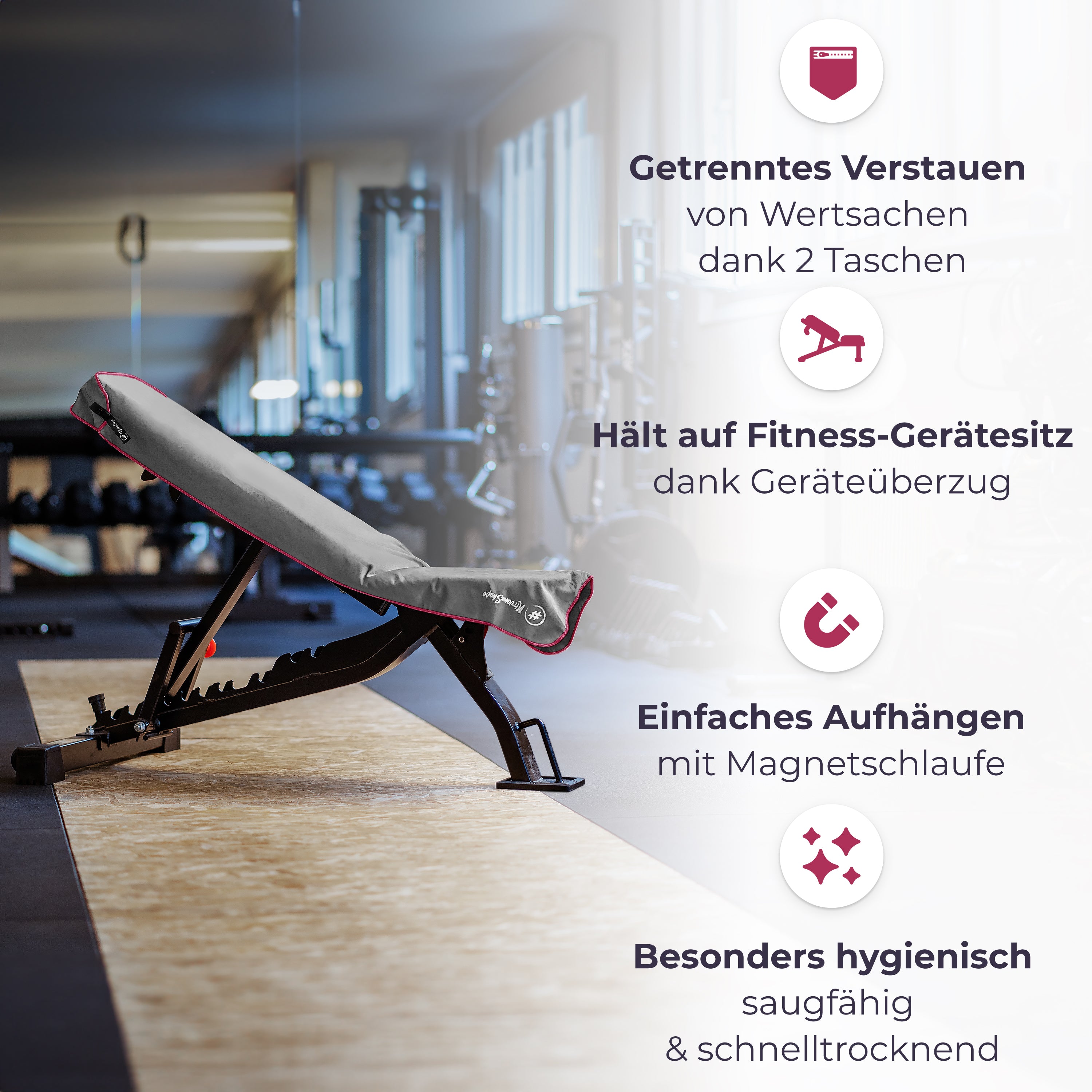 Ultrakompaktes Fitnessstudio Handtuch mit starkem Magnet-Clip