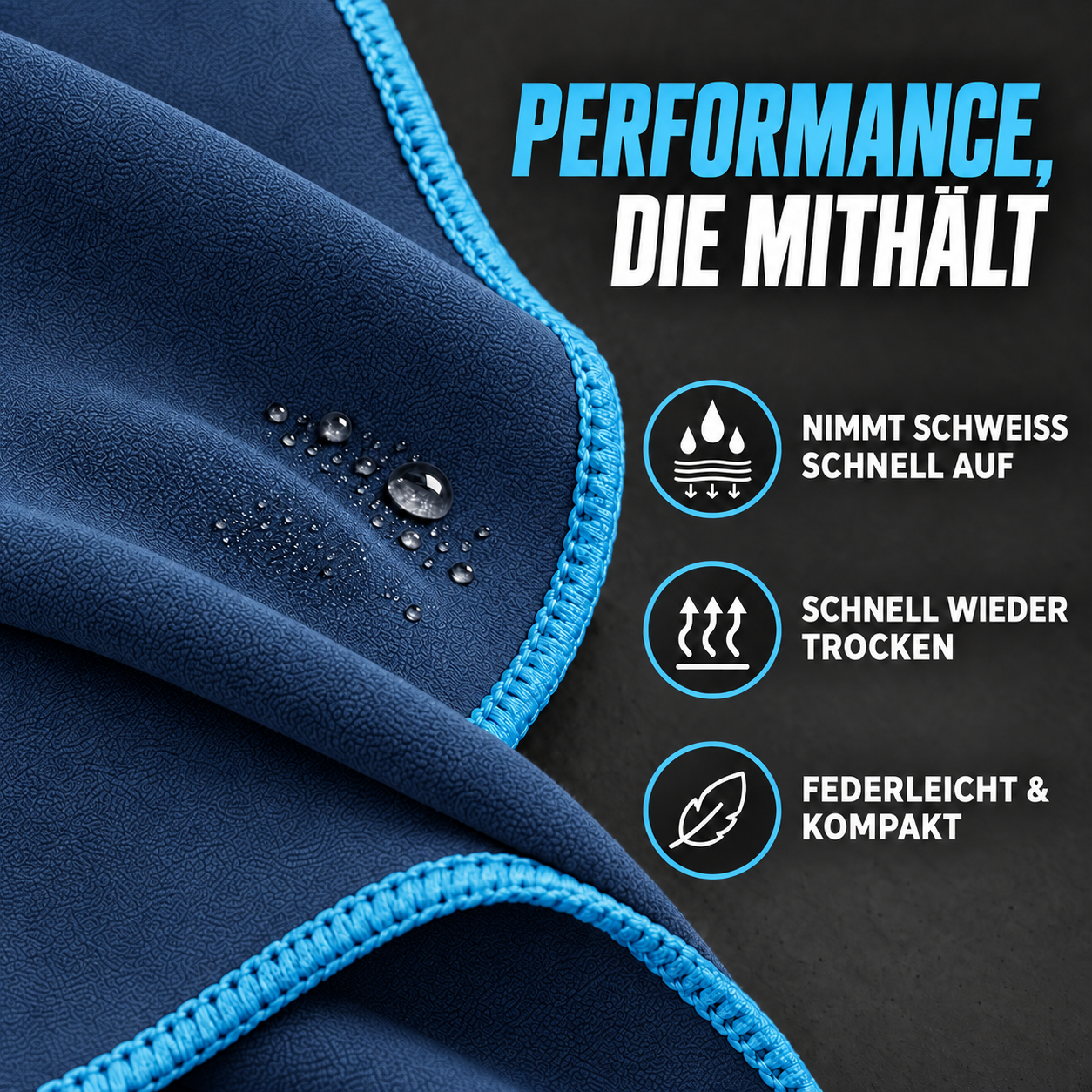 NirvanaShape Fitnesshandtuch Mikrofaser mit Ecktasche & Druckknöpfen - saugfähig, leicht, schnelltrocknend, für Reisen, Fitness, Yoga, Sauna
