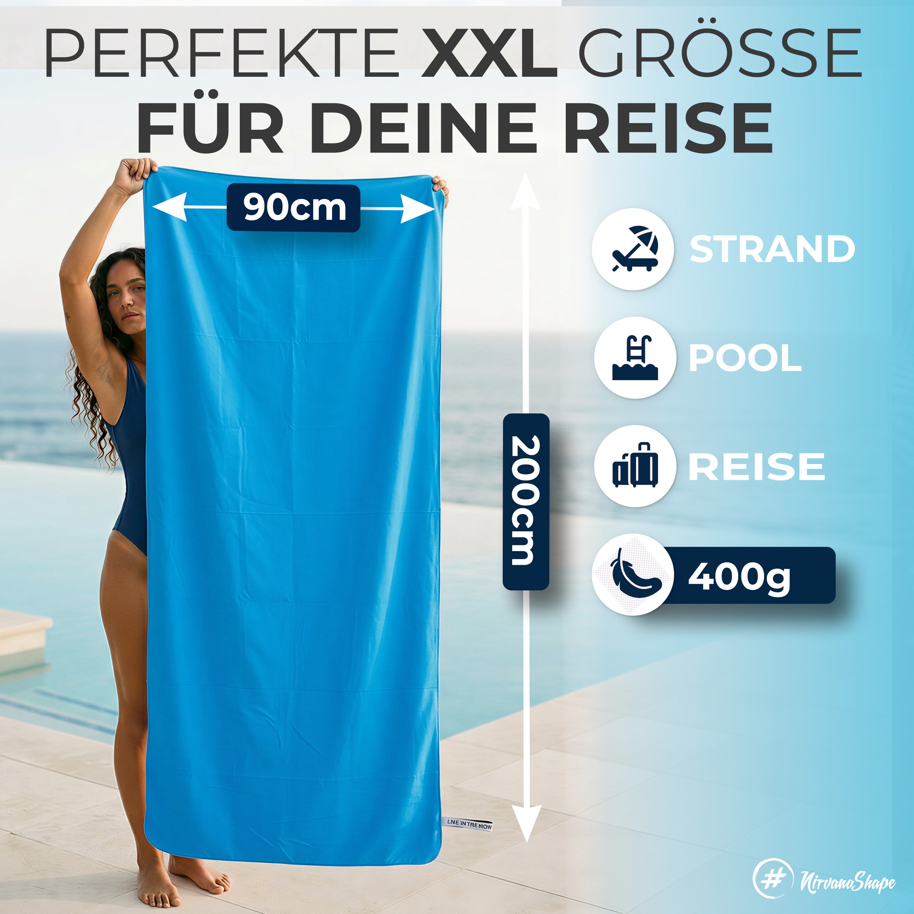 Strandtuch XXL - Strandhandtuch, Mikrofaser Badetuch, Handtuch
