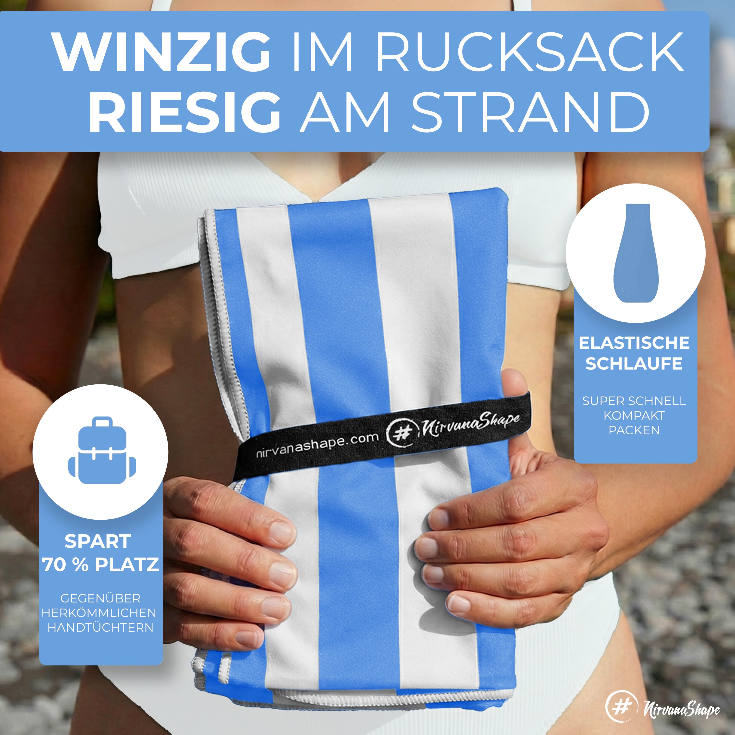 Strandtuch XXL - Strandhandtuch, Mikrofaser Badetuch, Handtuch