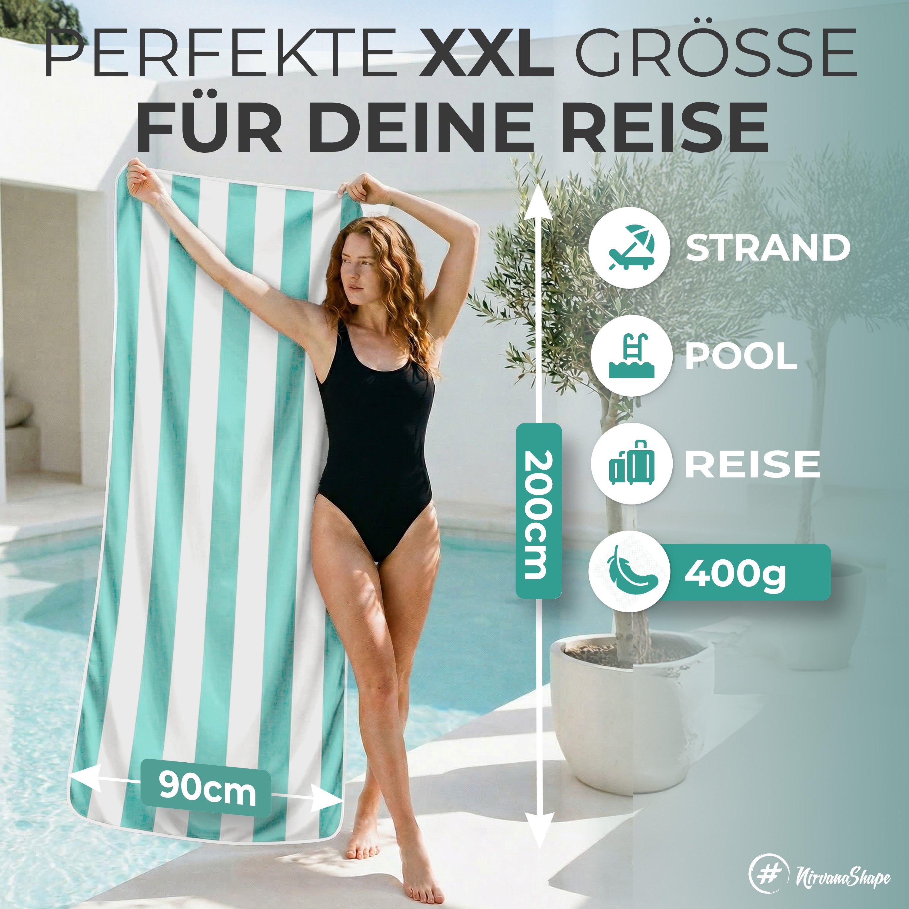 Strandtuch XXL - Strandhandtuch, Mikrofaser Badetuch, Handtuch