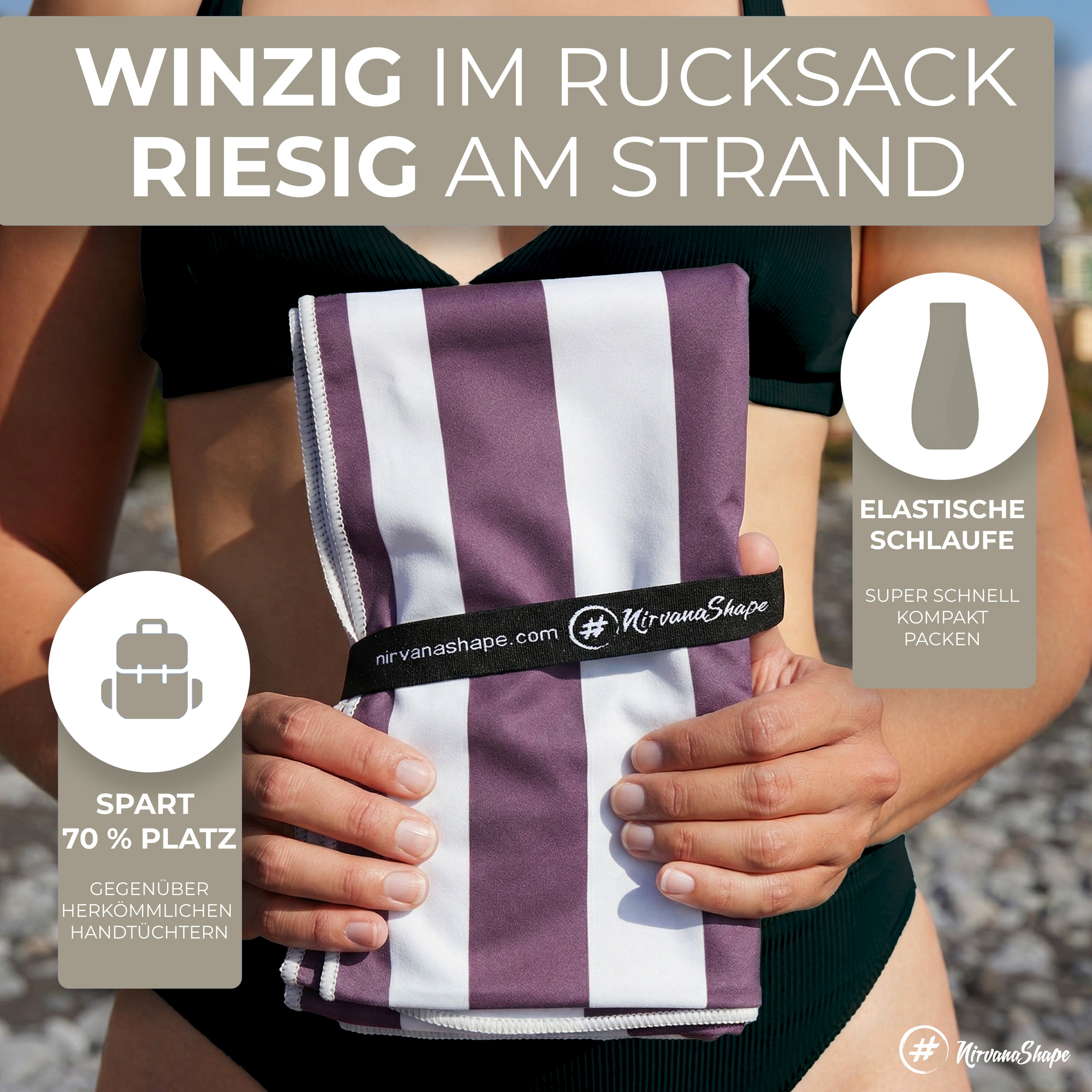 Strandtuch XXL - Strandhandtuch, Mikrofaser Badetuch, Handtuch