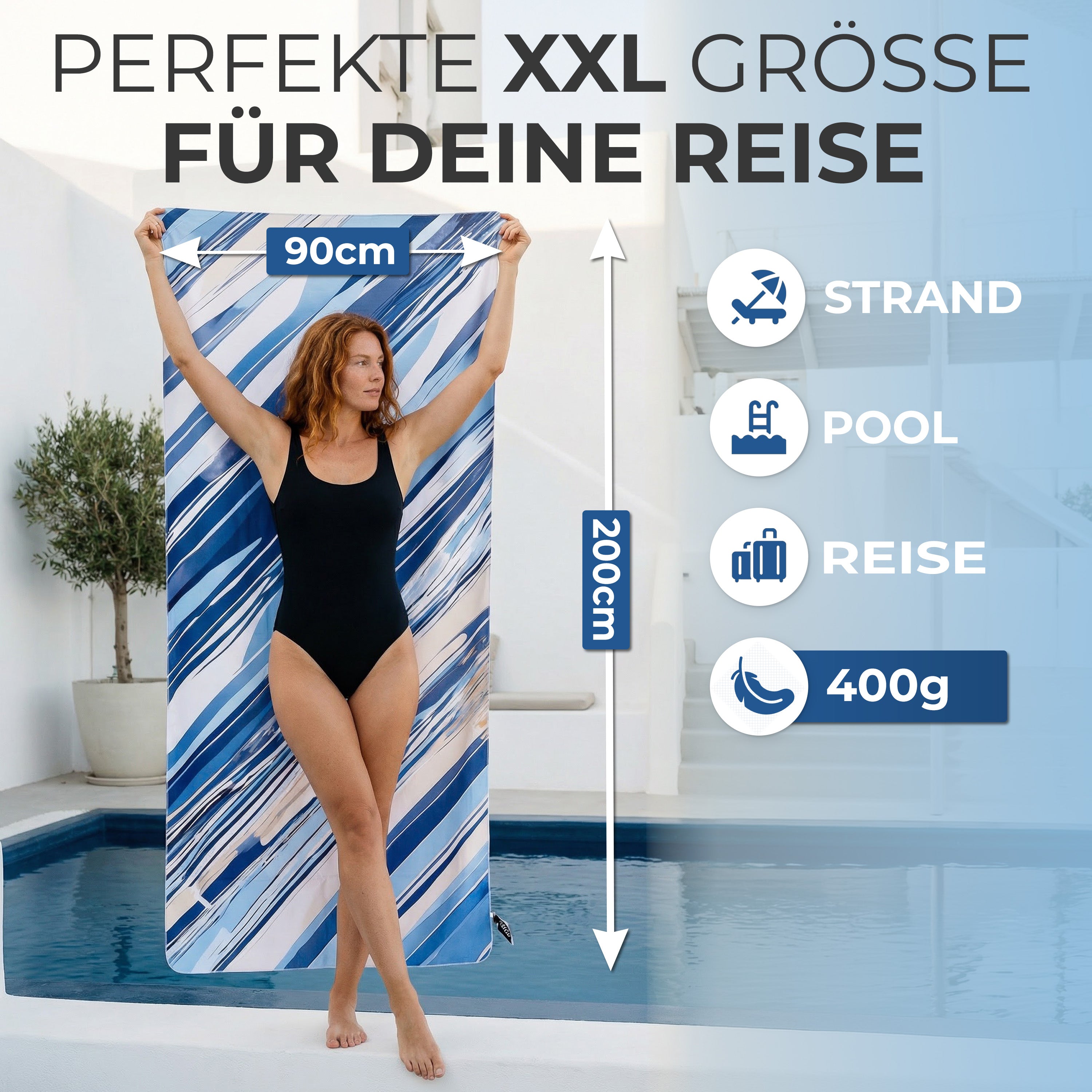 Strandtuch XXL - Strandhandtuch, Mikrofaser Badetuch, Handtuch