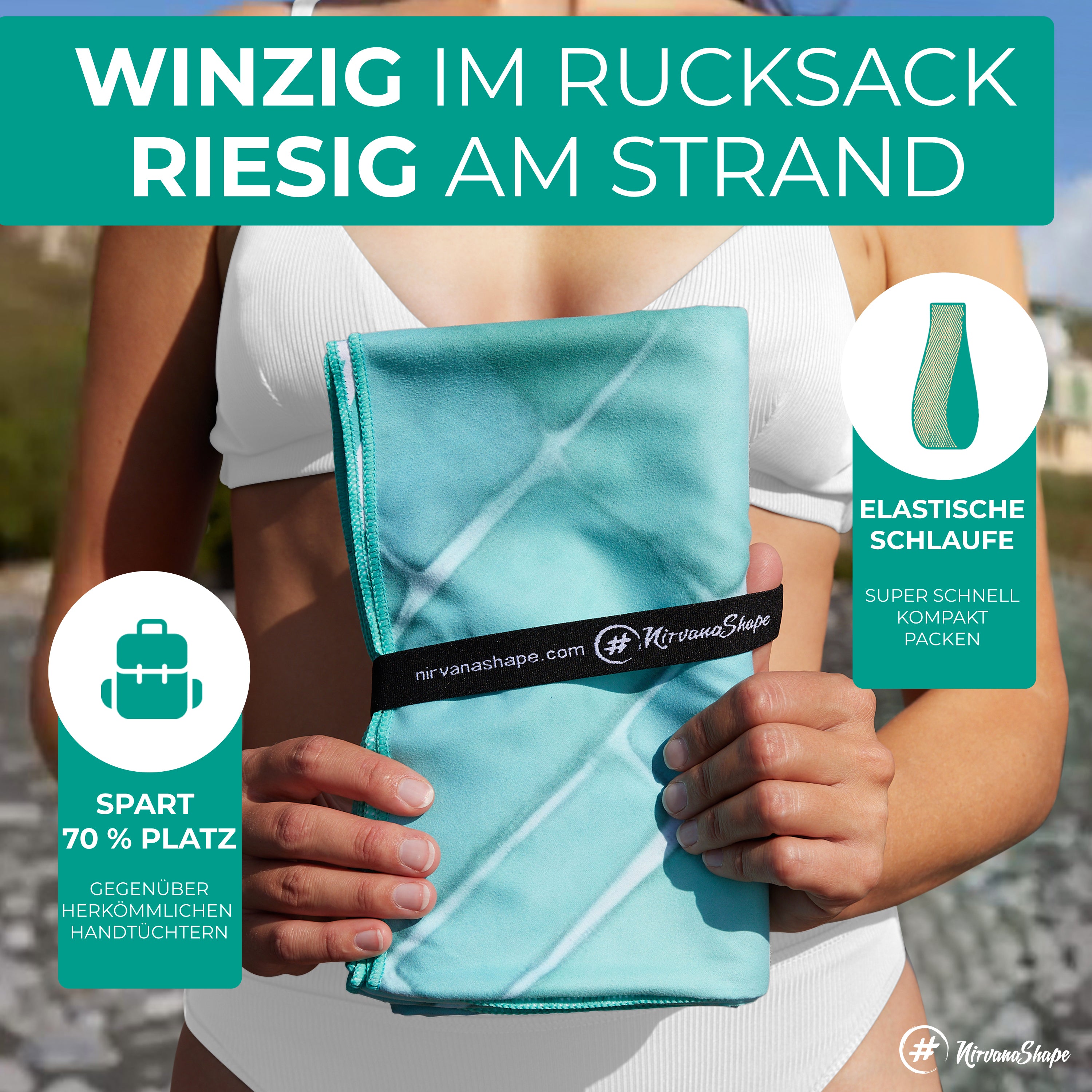 Strandtuch XXL - Strandhandtuch, Mikrofaser Badetuch, Handtuch