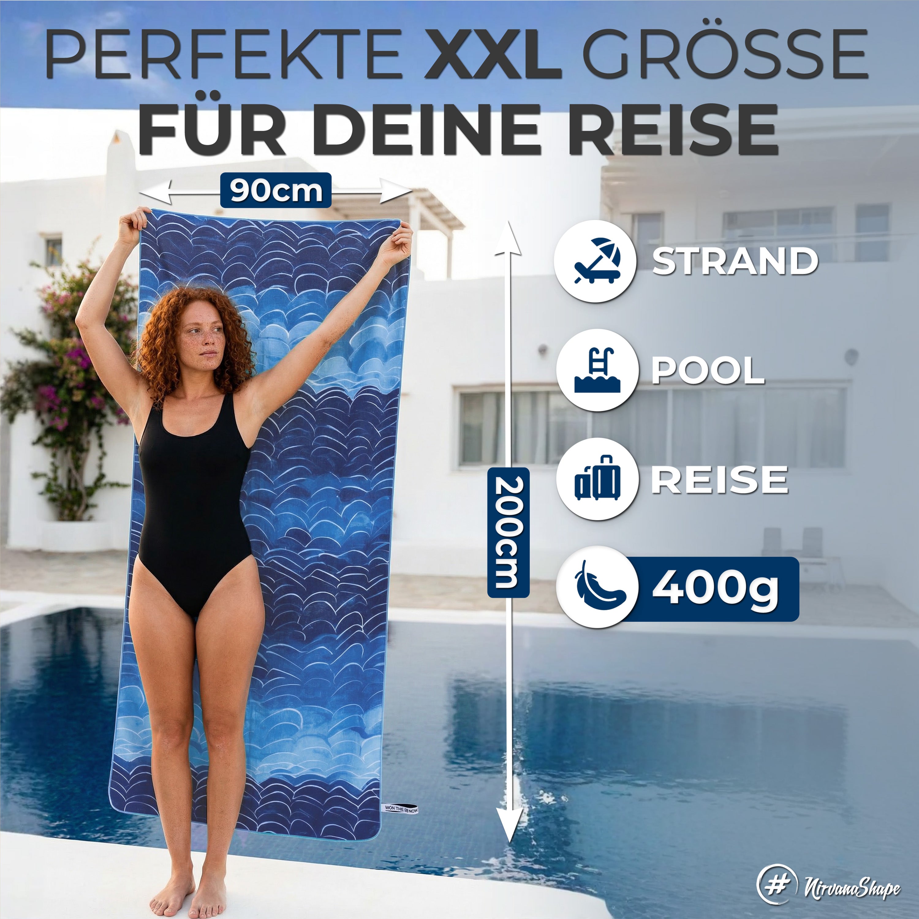 Strandtuch XXL - Strandhandtuch, Mikrofaser Badetuch, Handtuch