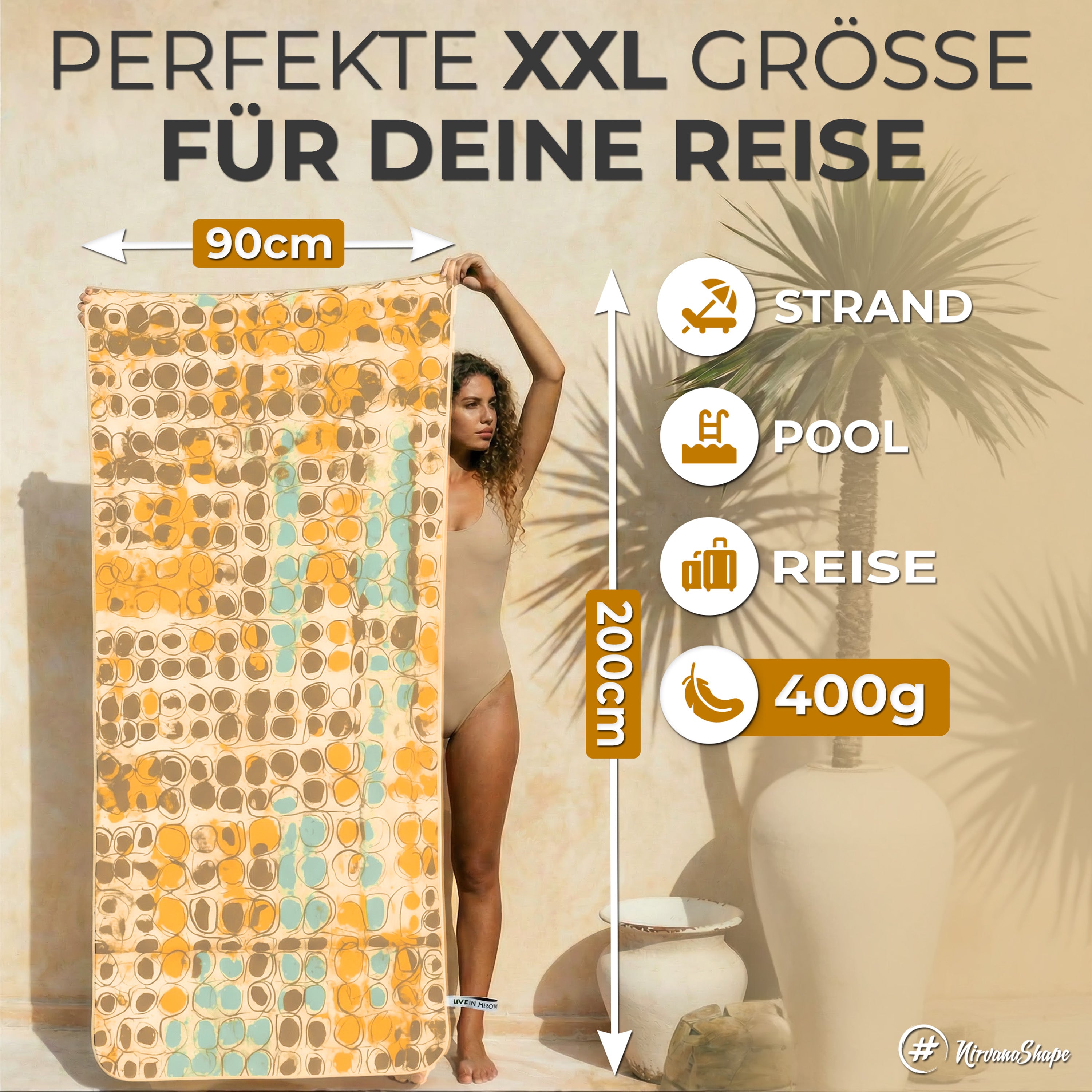 Strandtuch XXL - Strandhandtuch, Mikrofaser Badetuch, Handtuch