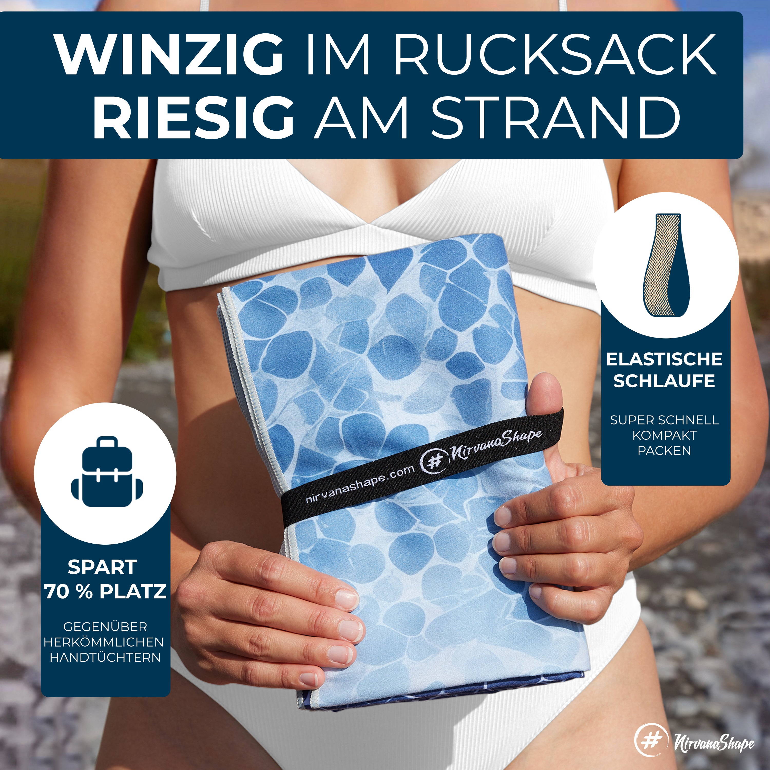 Strandtuch XXL - Strandhandtuch, Mikrofaser Badetuch, Handtuch