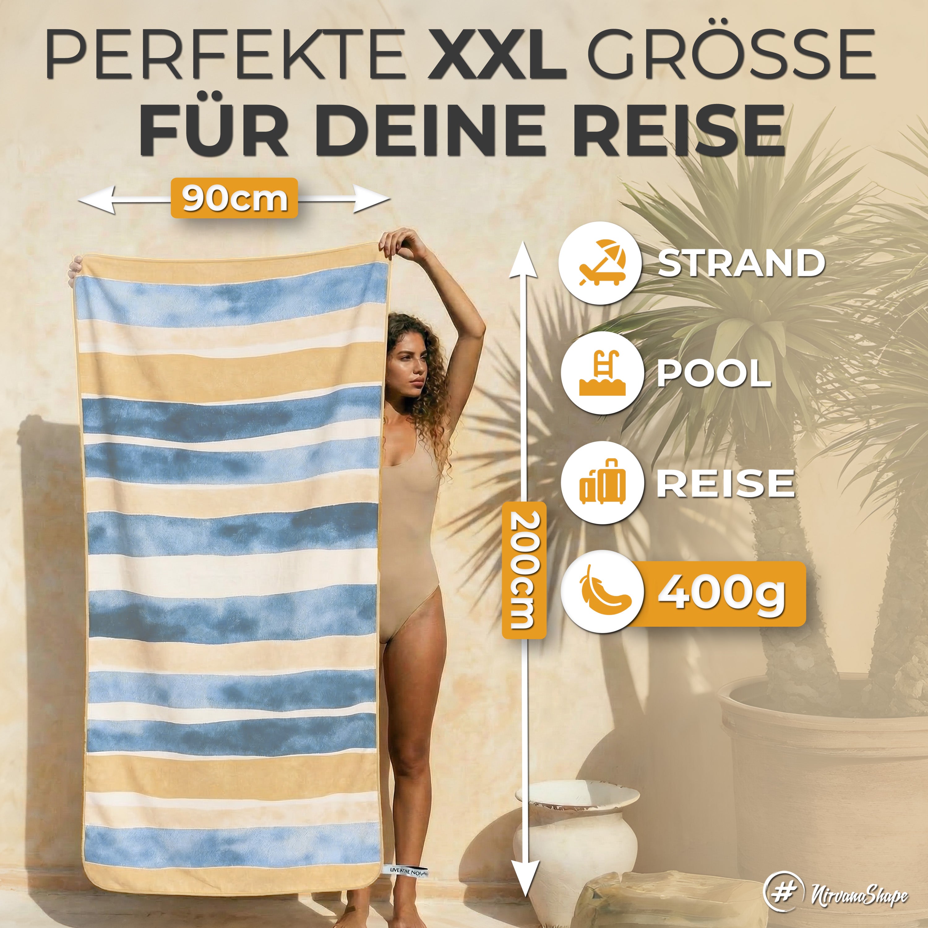 Strandtuch XXL - Strandhandtuch, Mikrofaser Badetuch, Handtuch