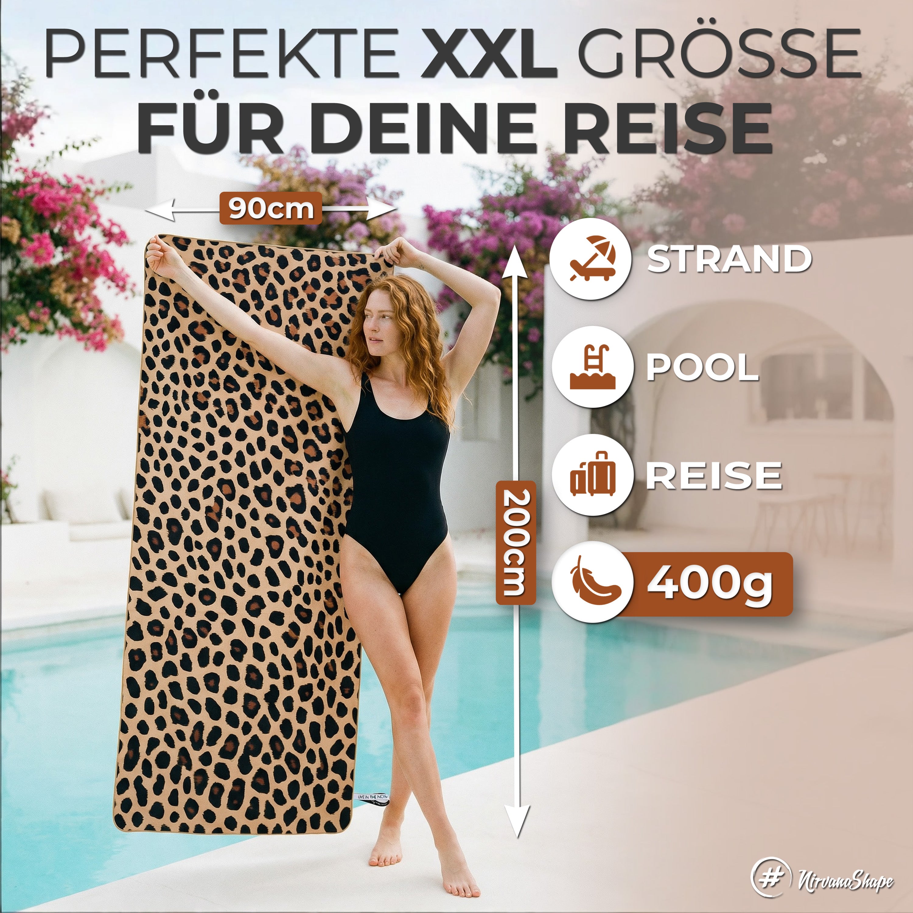 Strandtuch XXL - Strandhandtuch, Mikrofaser Badetuch, Handtuch