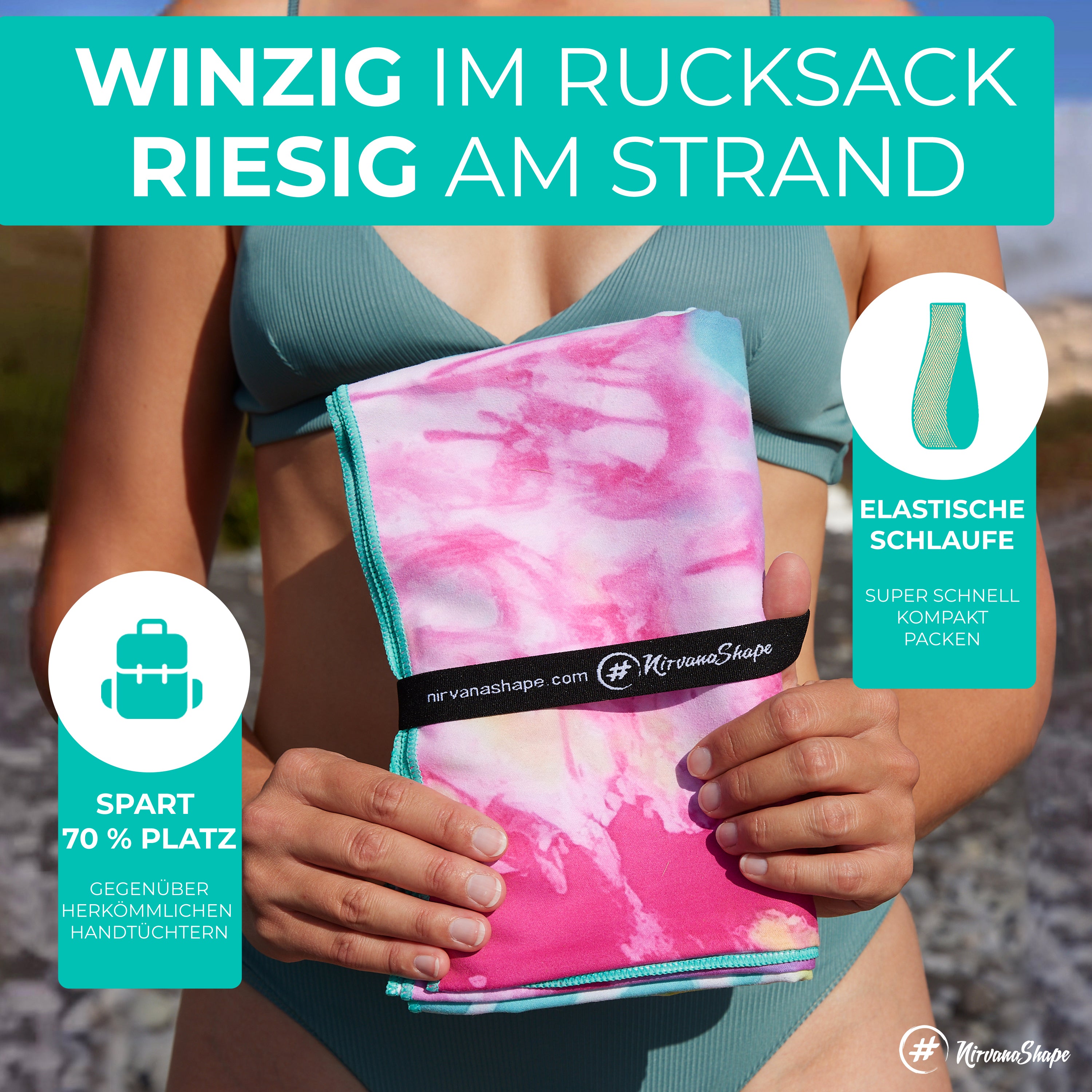 Strandtuch XXL - Strandhandtuch, Mikrofaser Badetuch, Handtuch