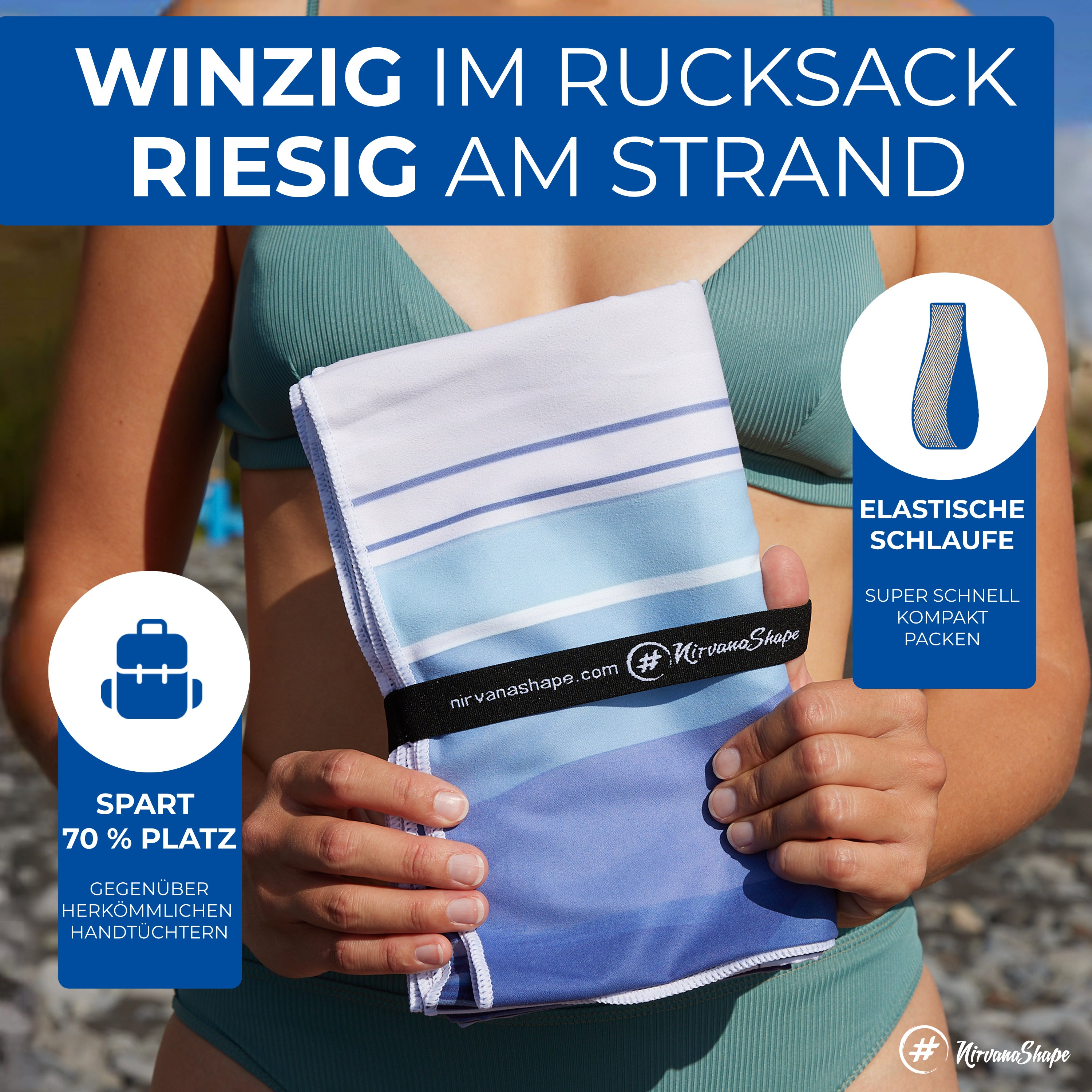 Strandtuch XXL - Strandhandtuch, Mikrofaser Badetuch, Handtuch