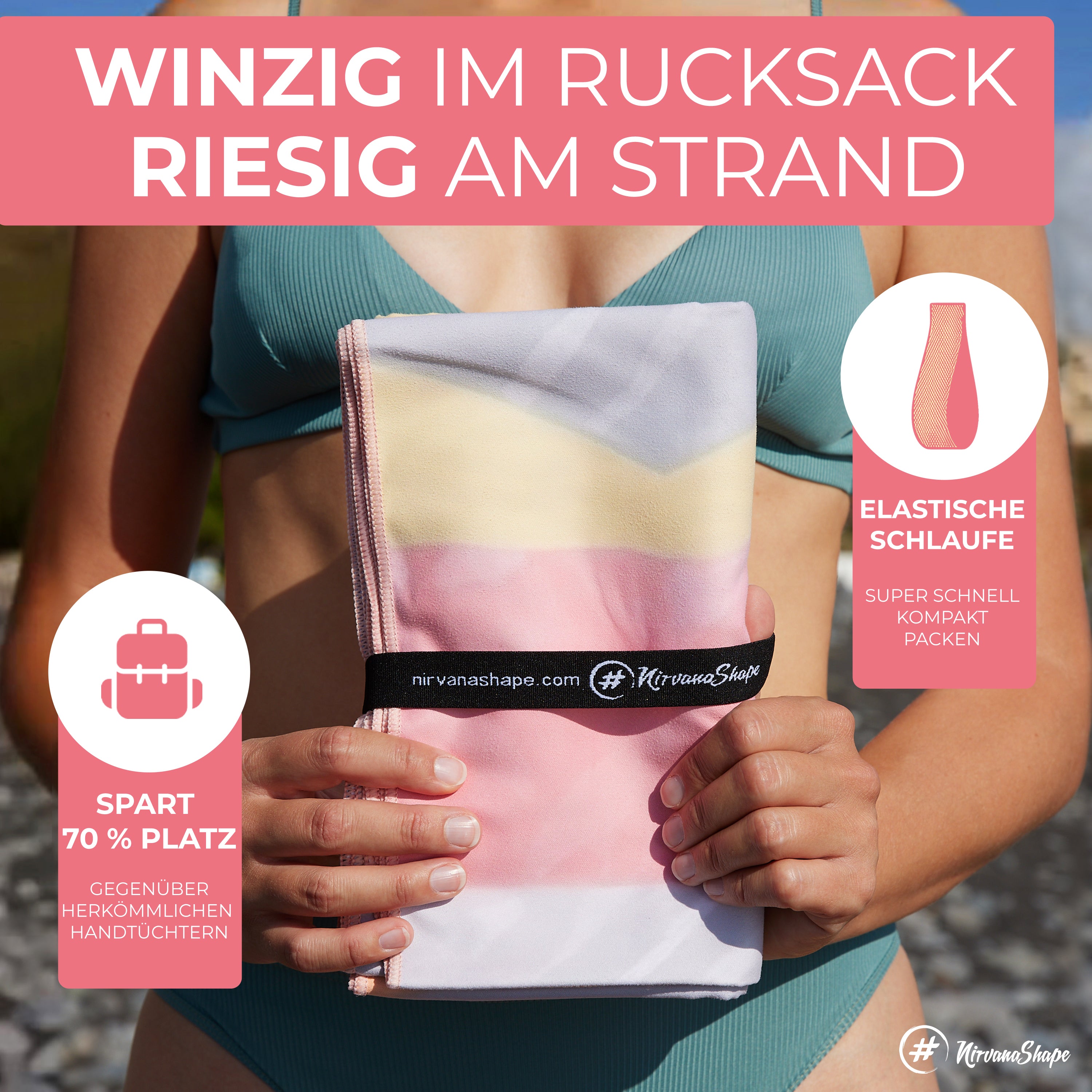 Strandtuch XXL - Strandhandtuch, Mikrofaser Badetuch, Handtuch