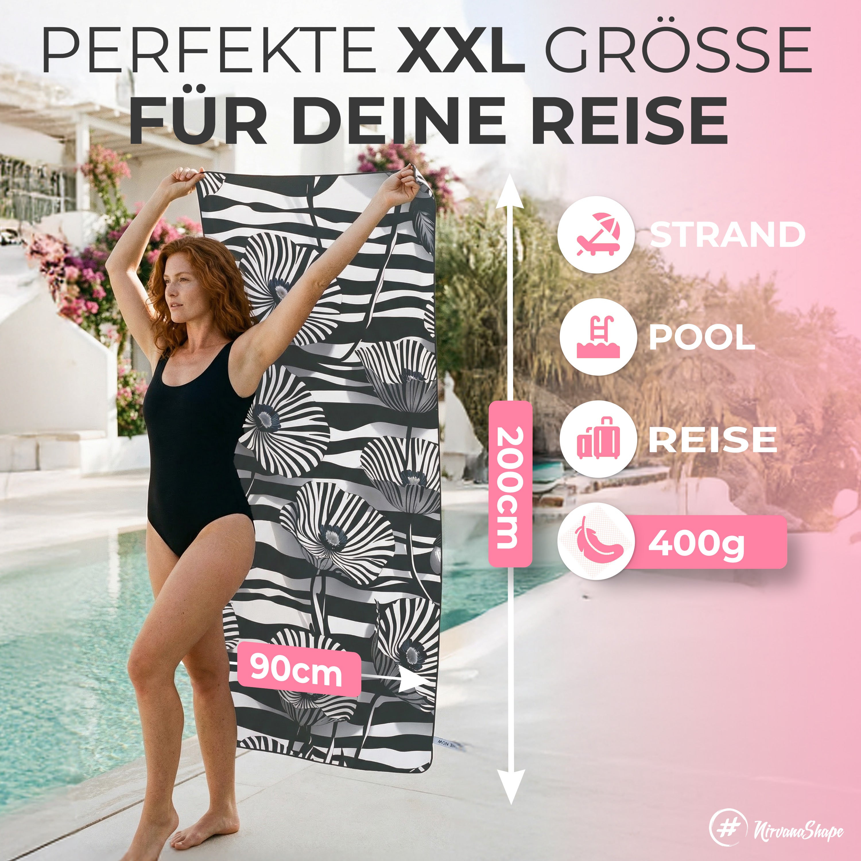 Strandtuch XXL - Strandhandtuch, Mikrofaser Badetuch, Handtuch