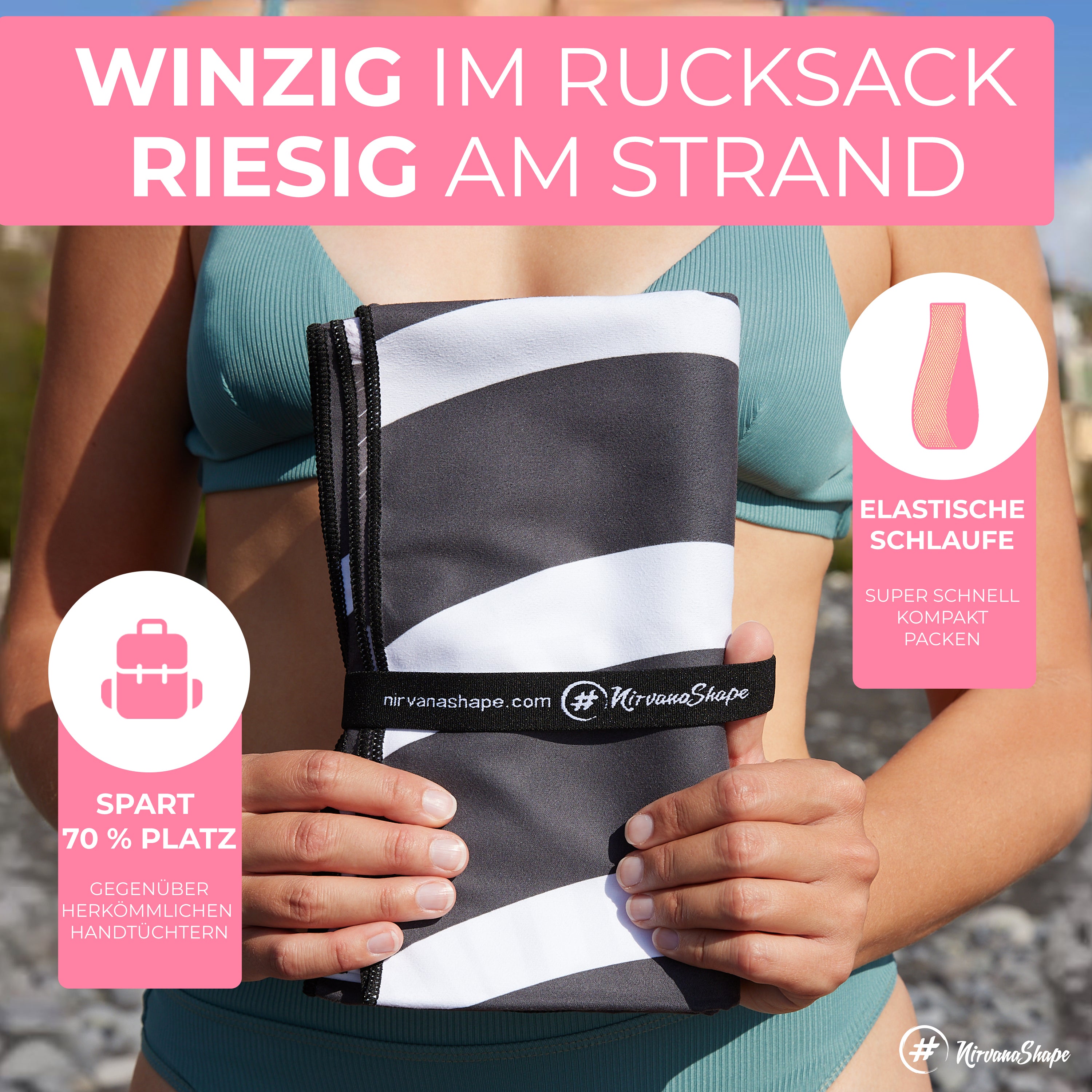 Strandtuch XXL - Strandhandtuch, Mikrofaser Badetuch, Handtuch