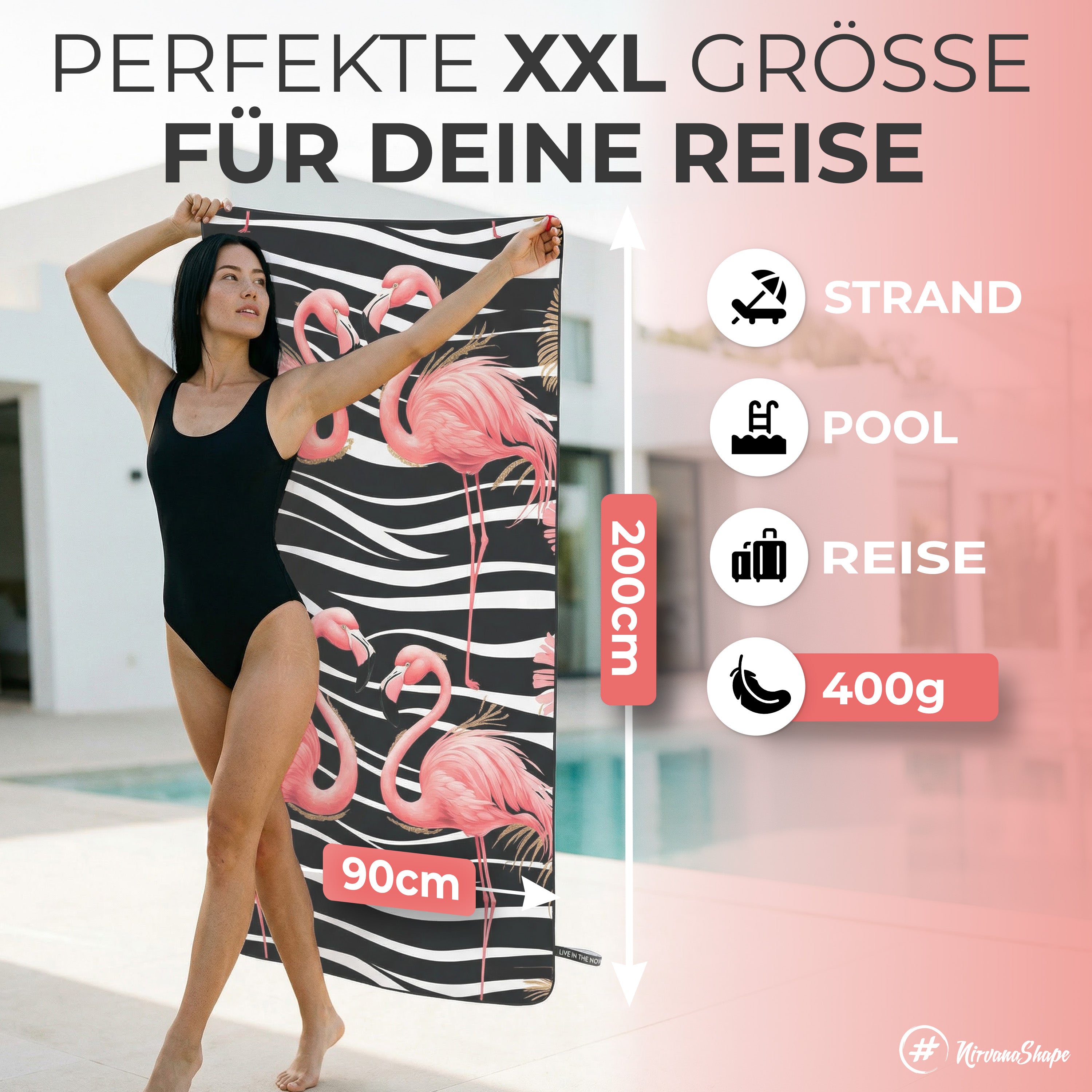 Strandtuch XXL - Strandhandtuch, Mikrofaser Badetuch, Handtuch