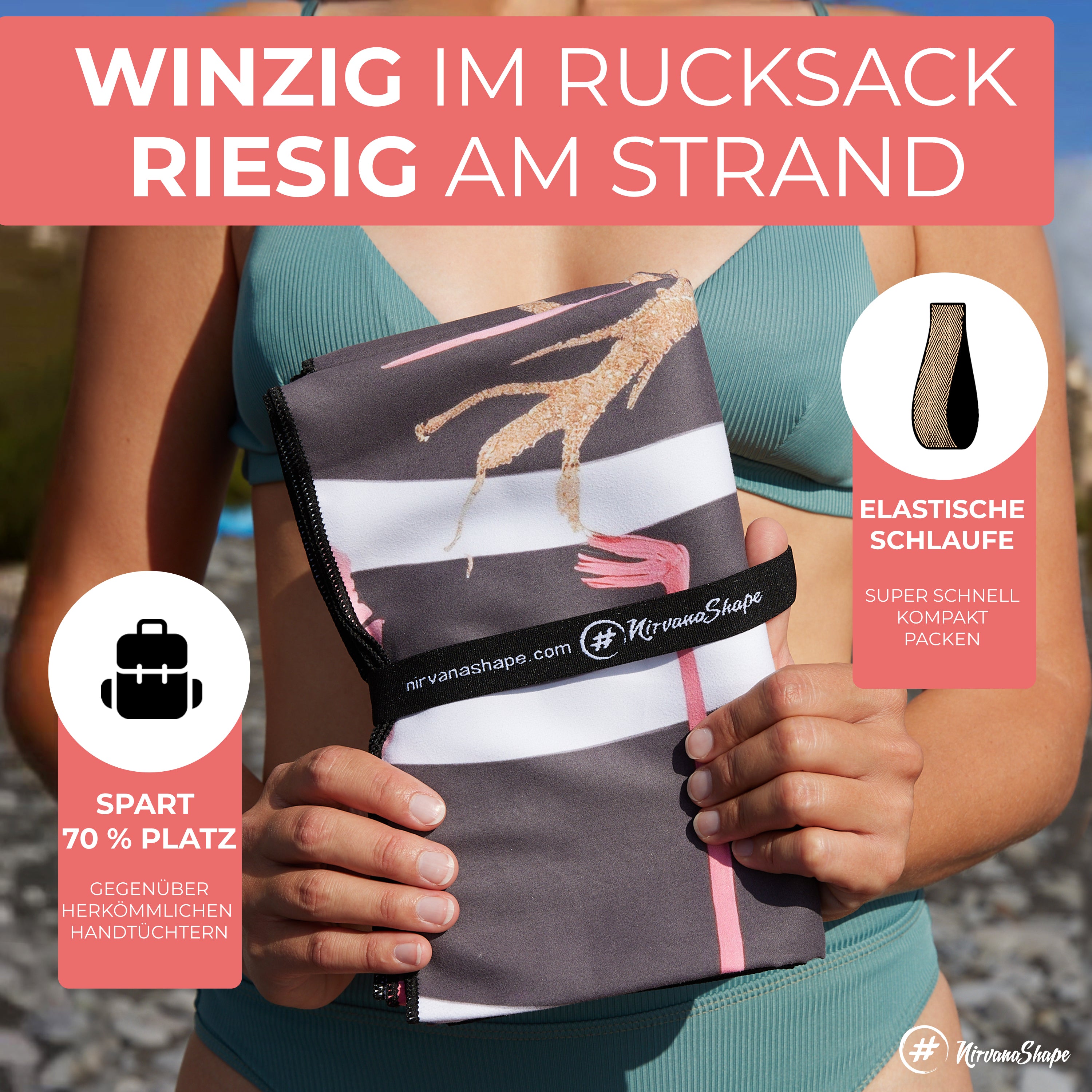 Strandtuch XXL - Strandhandtuch, Mikrofaser Badetuch, Handtuch