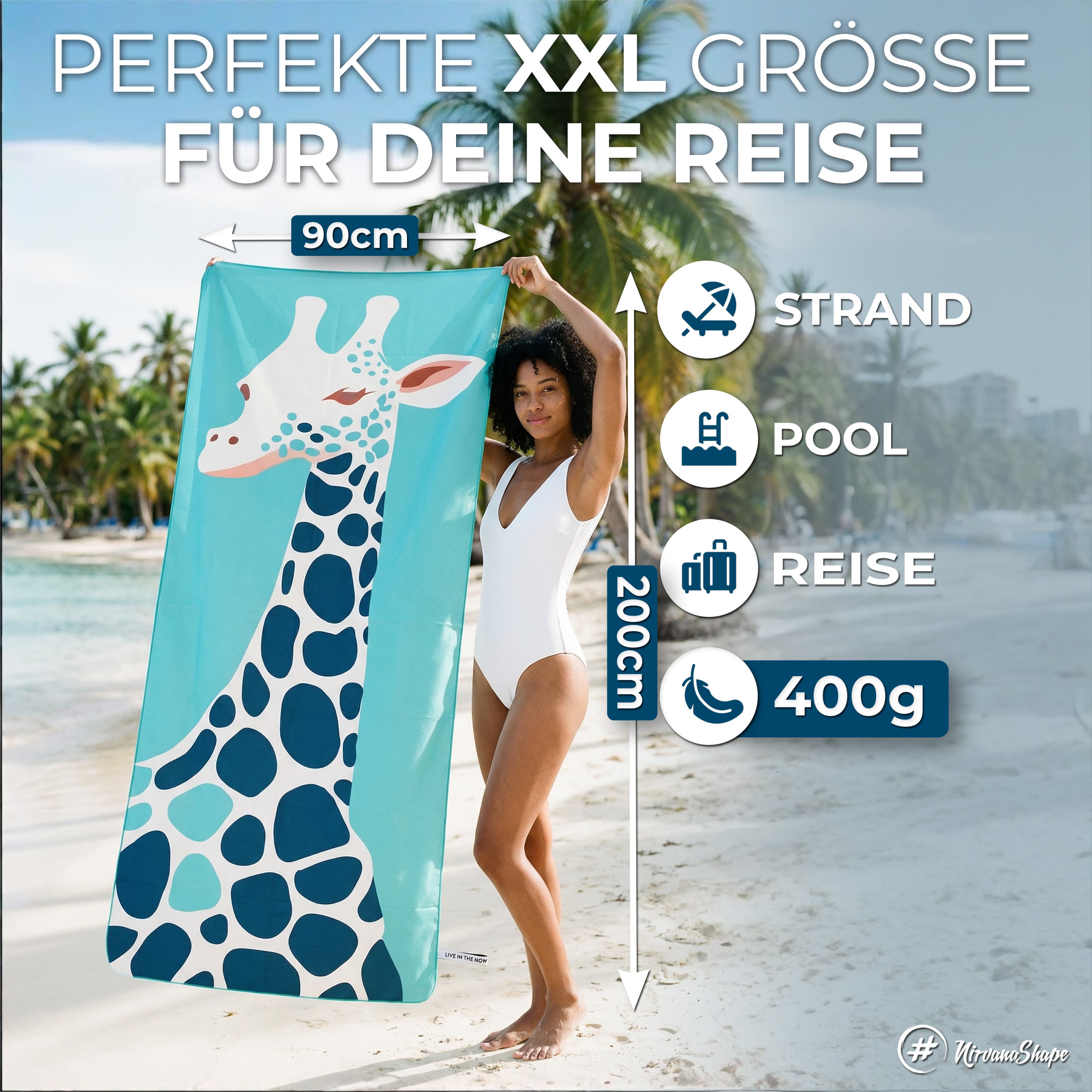 Strandtuch XXL - Strandhandtuch, Mikrofaser Badetuch, Handtuch