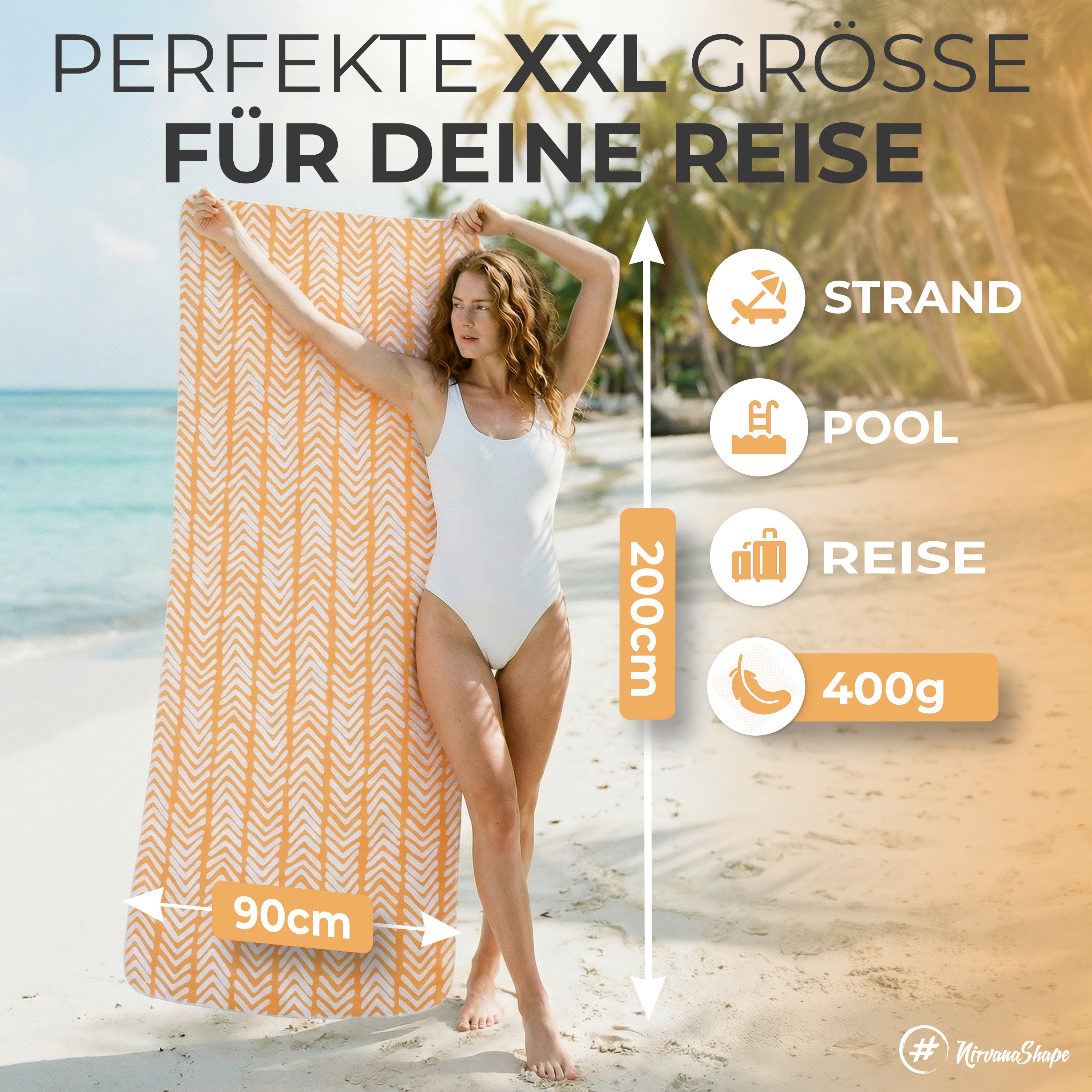 Strandtuch XXL - Strandhandtuch, Mikrofaser Badetuch, Handtuch