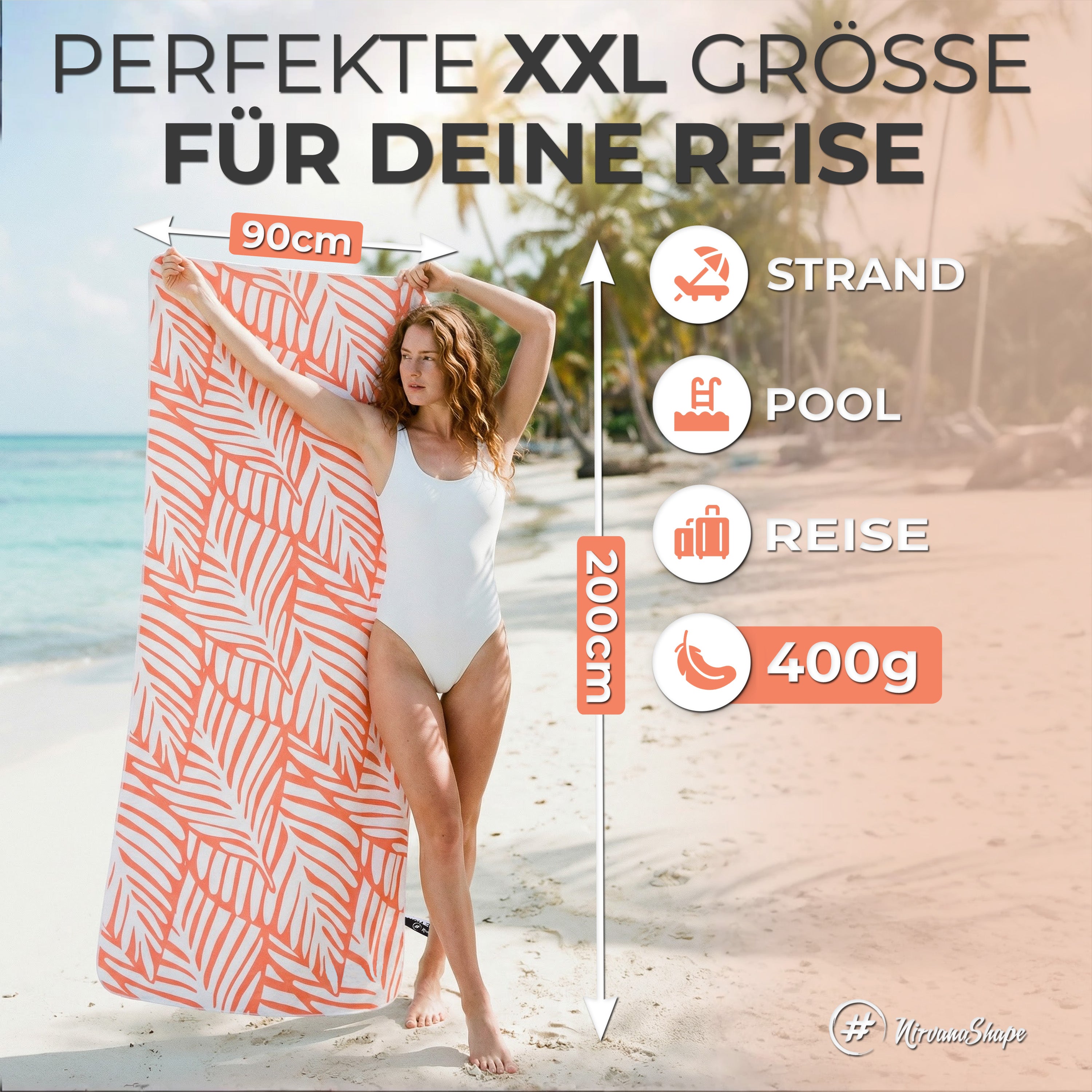 Strandtuch XXL - Strandhandtuch, Mikrofaser Badetuch, Handtuch