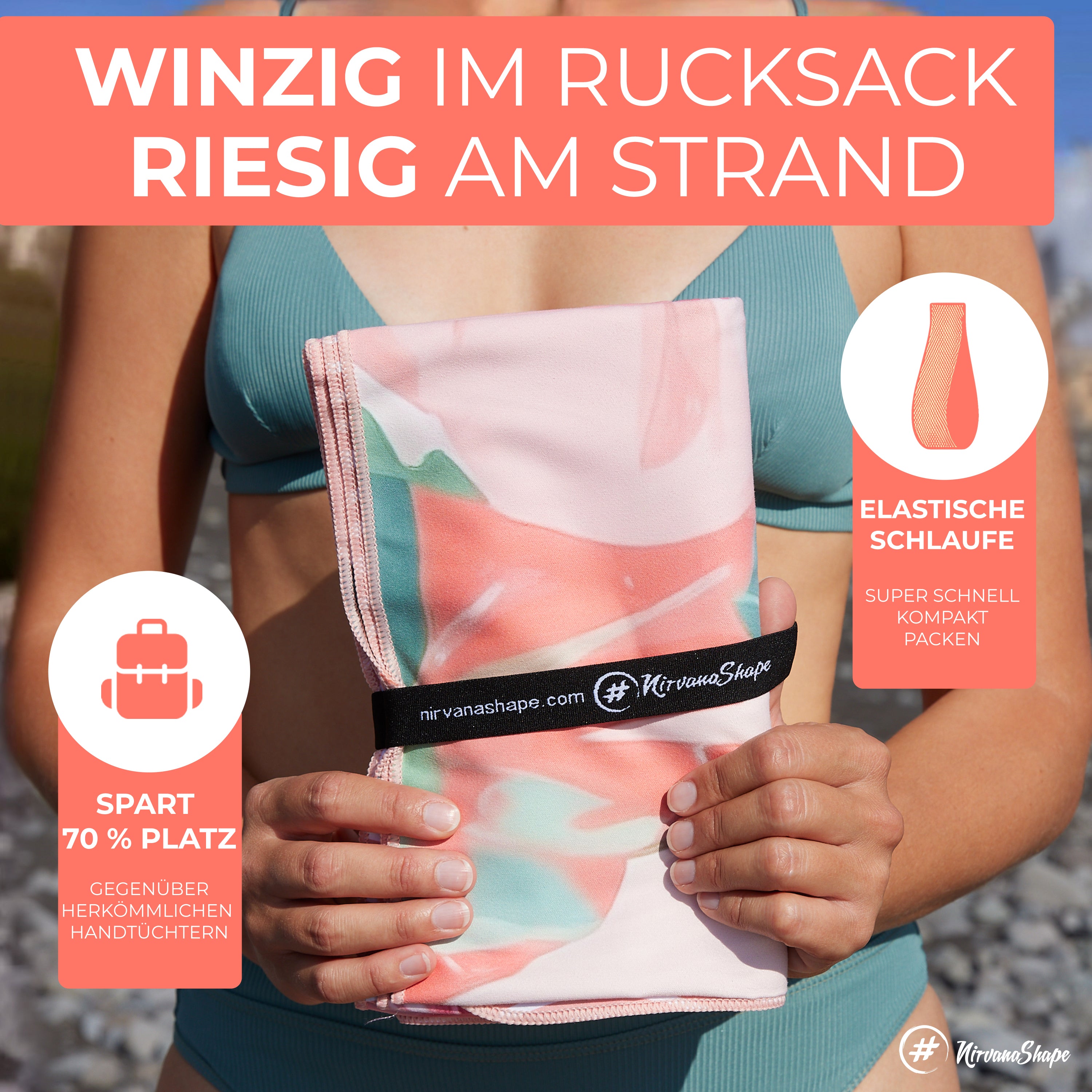 Strandtuch XXL - Strandhandtuch, Mikrofaser Badetuch, Handtuch