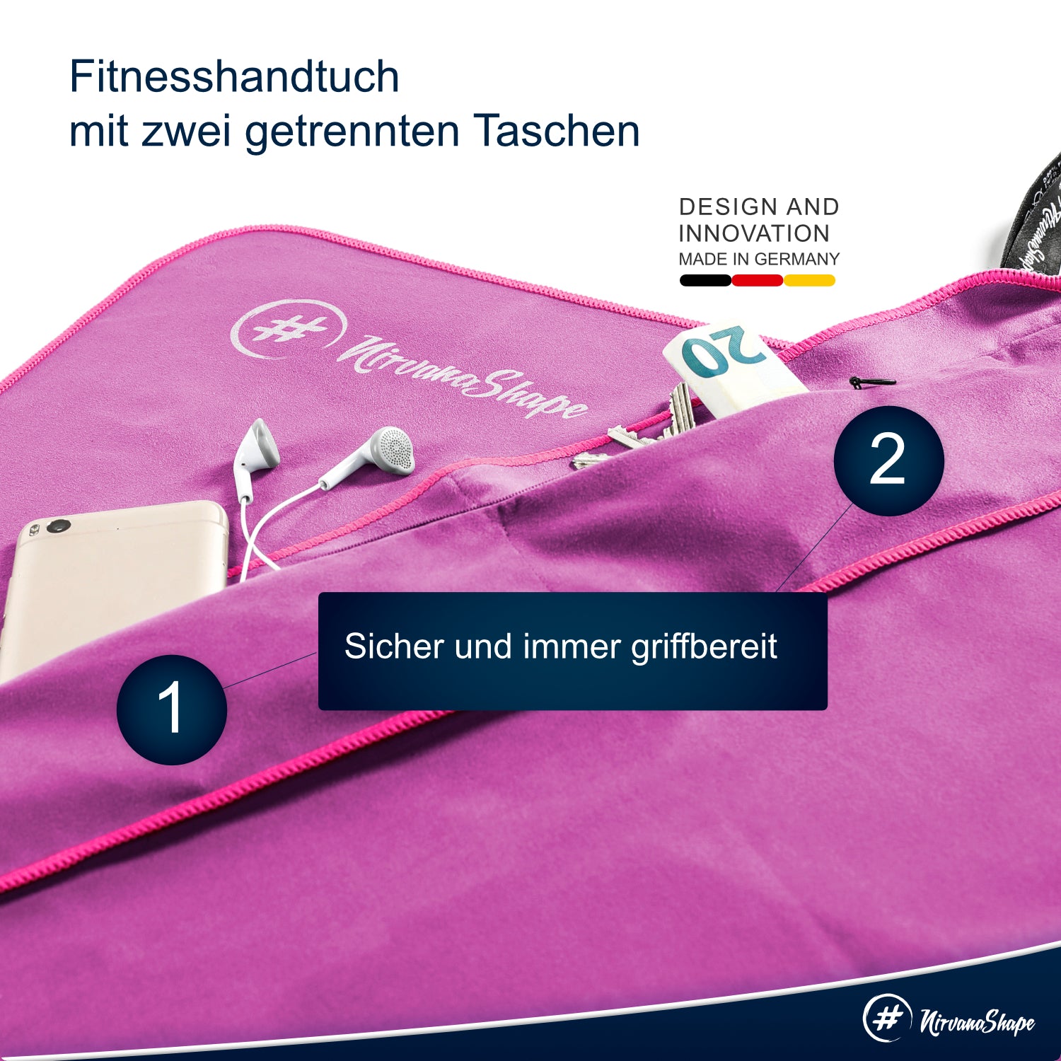 NirvanaShape ® 2er-Set: Fitness-Handtuch mit Geräteüberzug + Kühl-Handtuch mit cooling-effect | ideales Gym-Zubehör - kompakt, leicht & saugstark - perfekt fürs Fitnessstudio NirvanaShape