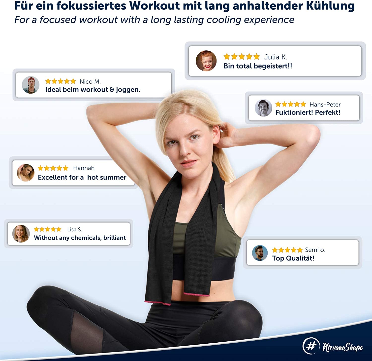 NirvanaShape ® Kühl-Tuch eiskalt mit sofortiger Kühlwirkung NirvanaShape