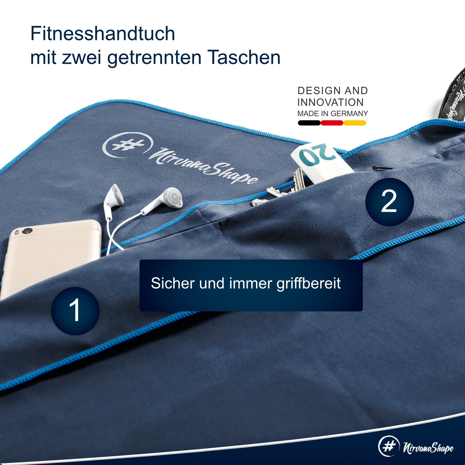 NirvanaShape 2er-Set: Fitness-Studio-Handtuch + Mikrofaser Duschtuch | ideales Gym-Zubehör | kompakt, leicht & saugstark - das perfekte Fitness Zubehör NirvanaShape