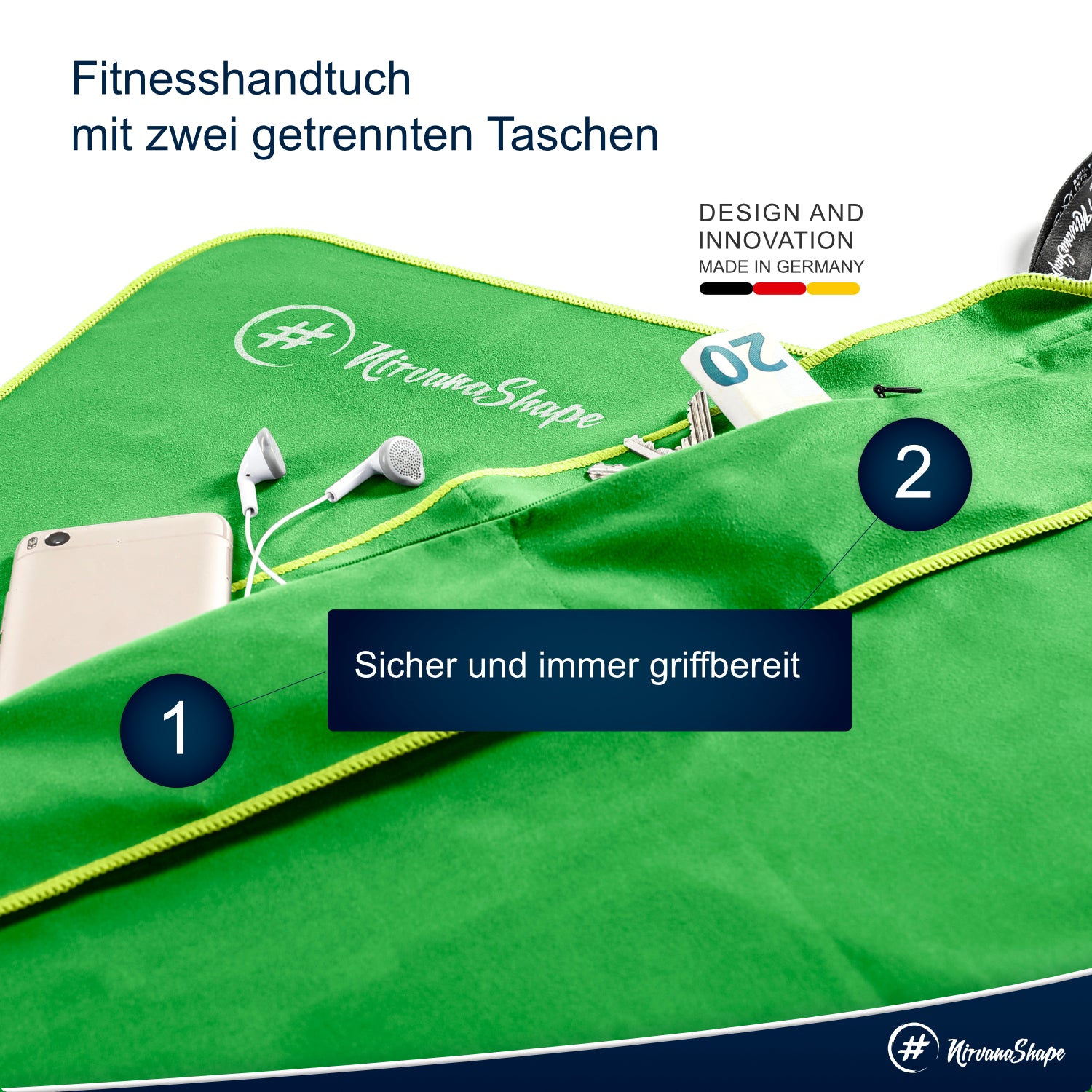 NirvanaShape 2er-Set: Fitness-Studio-Handtuch + Mikrofaser Duschtuch | ideales Gym-Zubehör | kompakt, leicht & saugstark - das perfekte Fitness Zubehör NirvanaShape